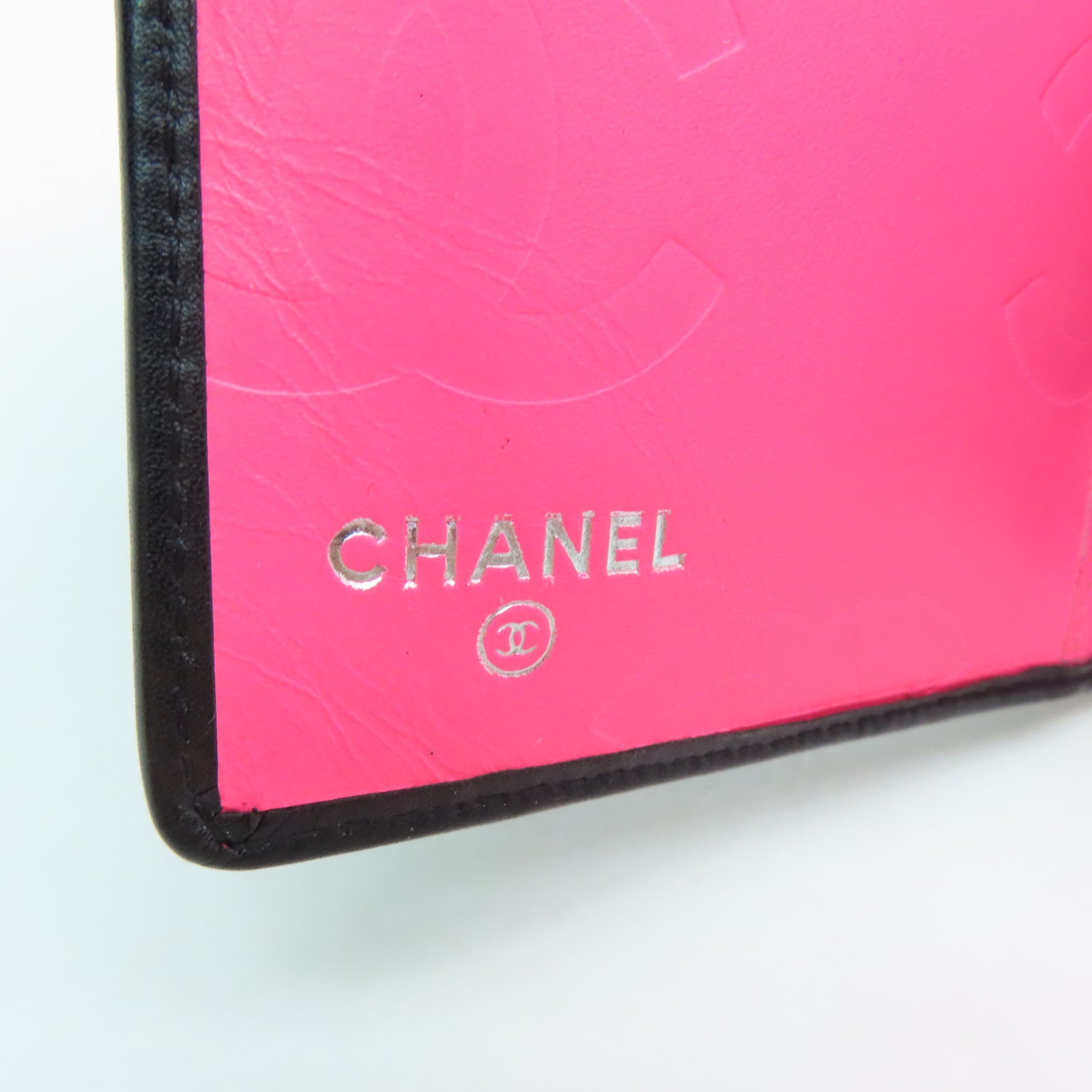 CHANEL 菱格牛皮皮革Cambon Wallet銀扣長錢包黑色