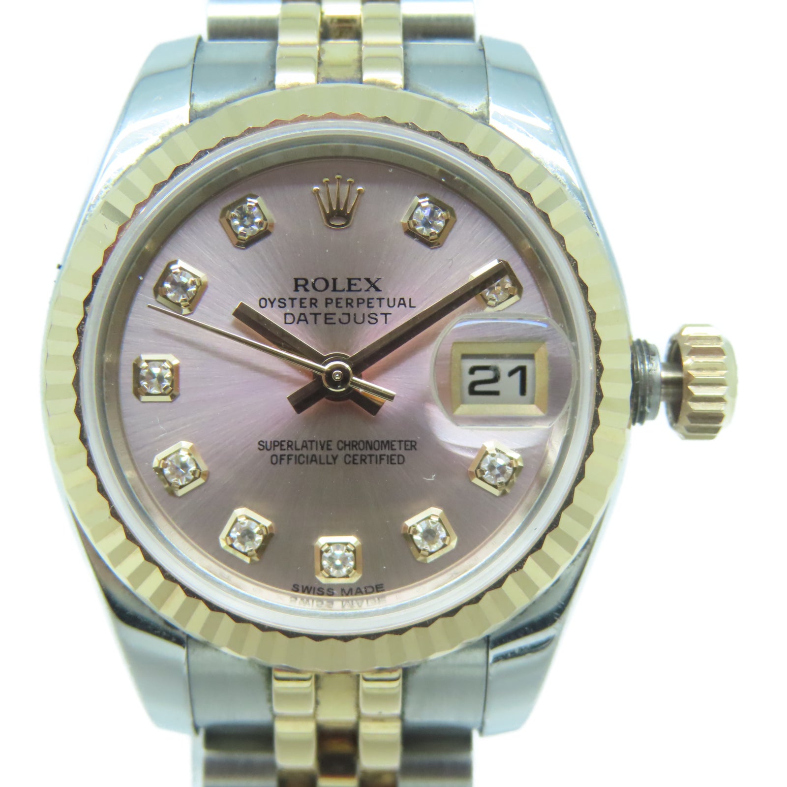 ROLEX Lady Datejust 18K玫瑰金/不鏽鋼手錶自動機芯粉紅色