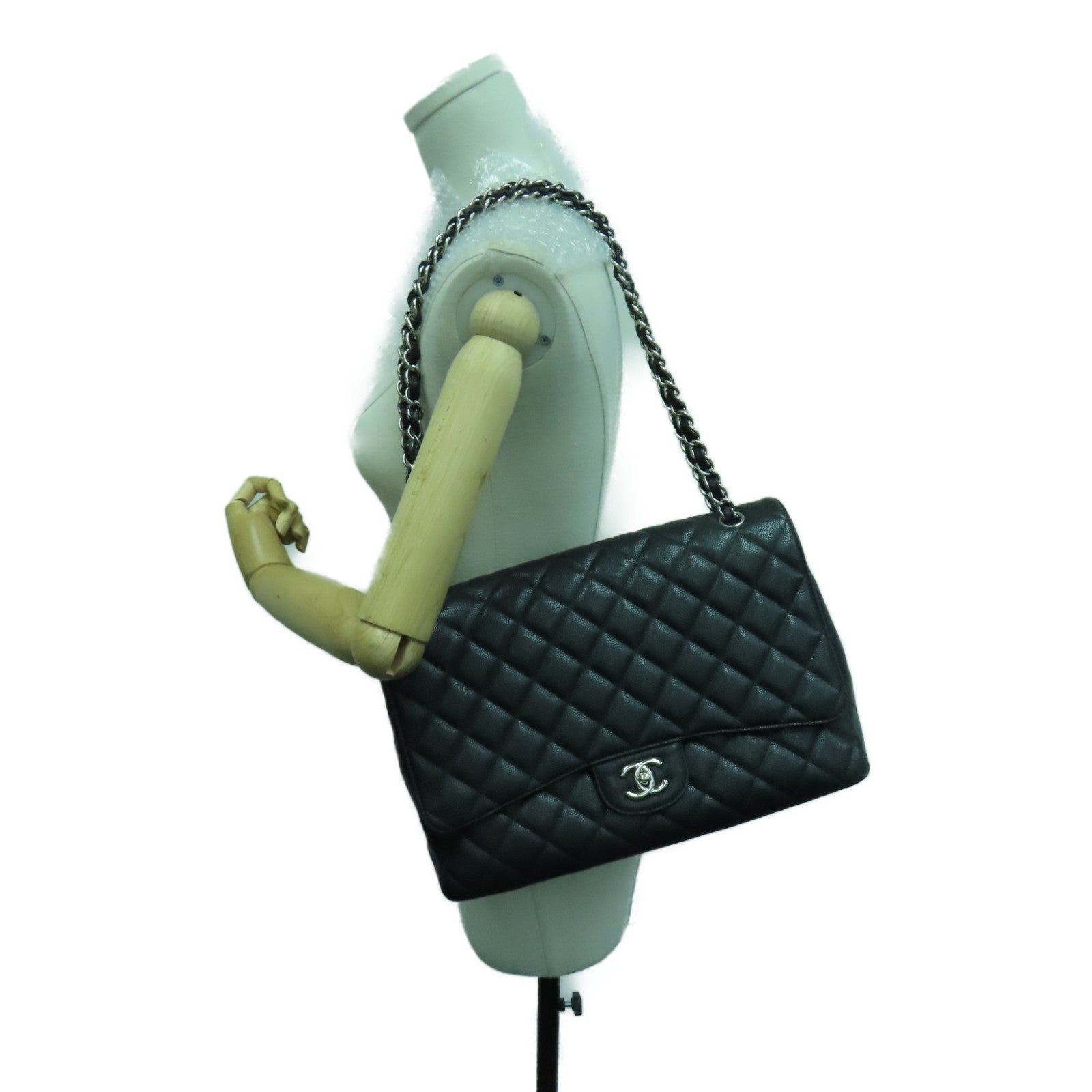 CHANEL 菱格牛皮皮革Chain Shoulder Bag鏈帶肩背袋黑色