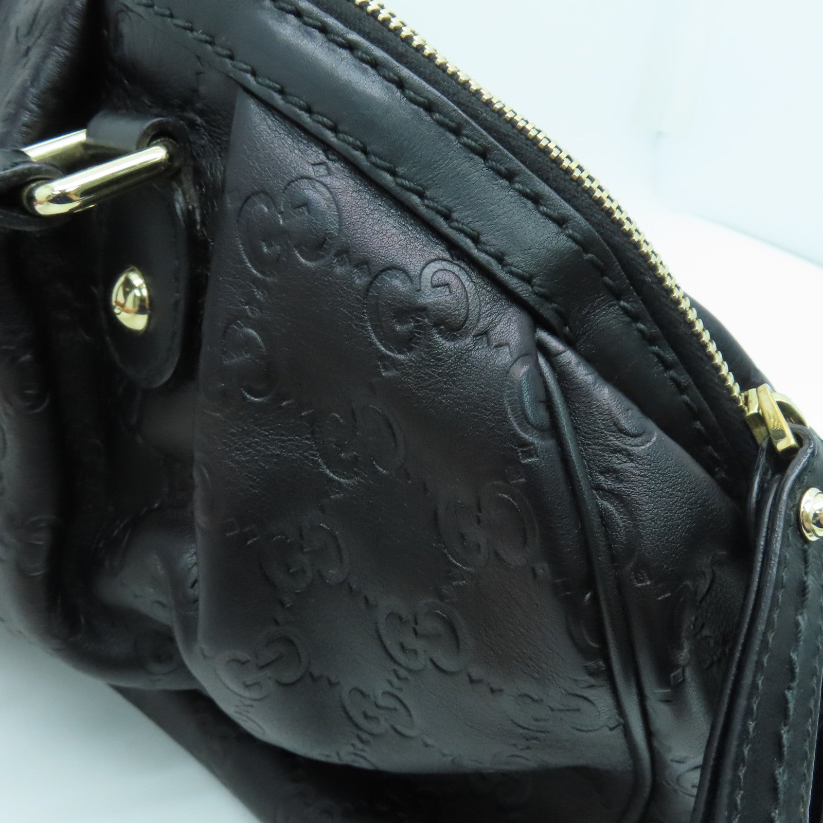 GUCCI 牛皮皮革2 Way Shoulder手挽肩背两用袋金扣黑色