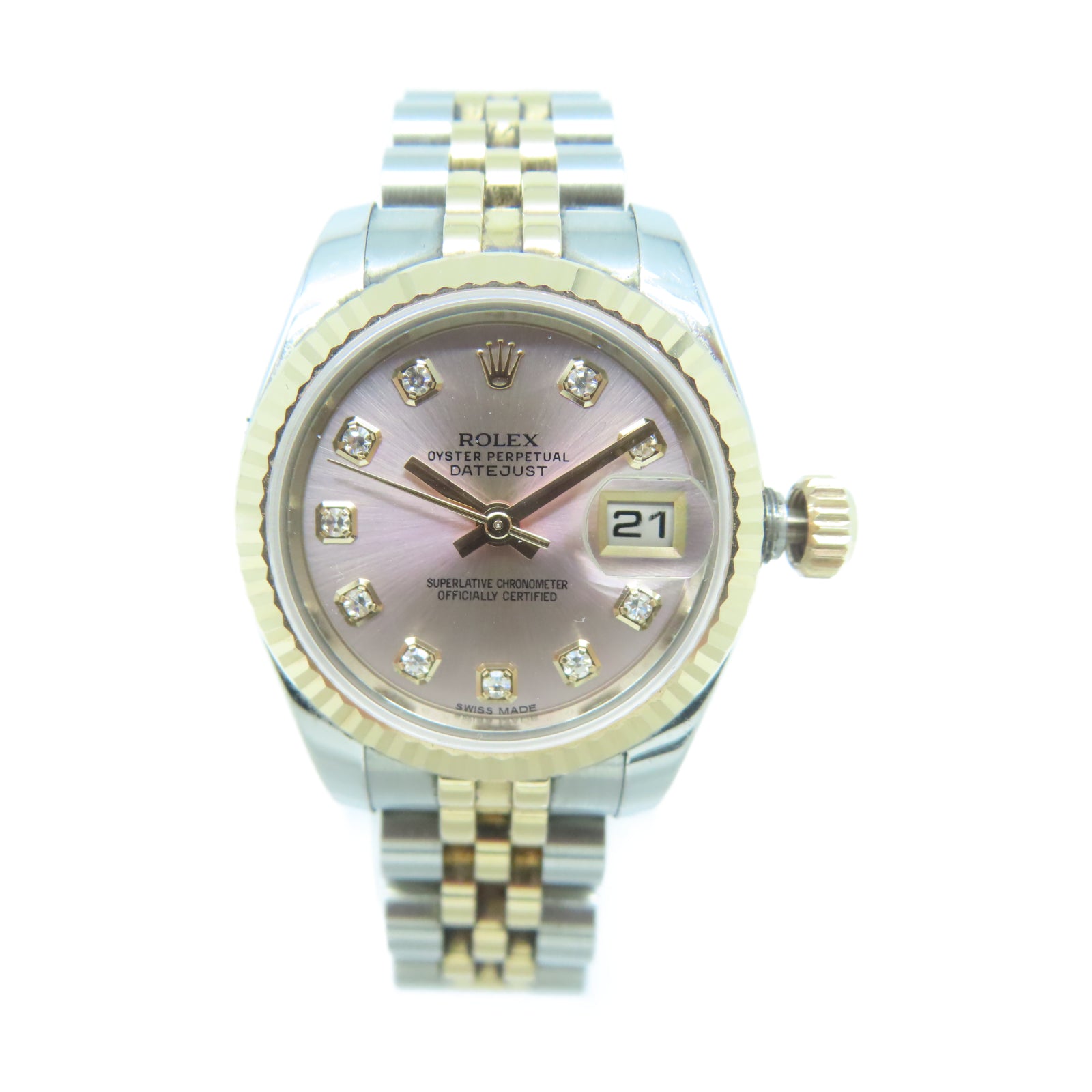ROLEX Lady Datejust 18K玫瑰金/不鏽鋼手錶自動機芯粉紅色