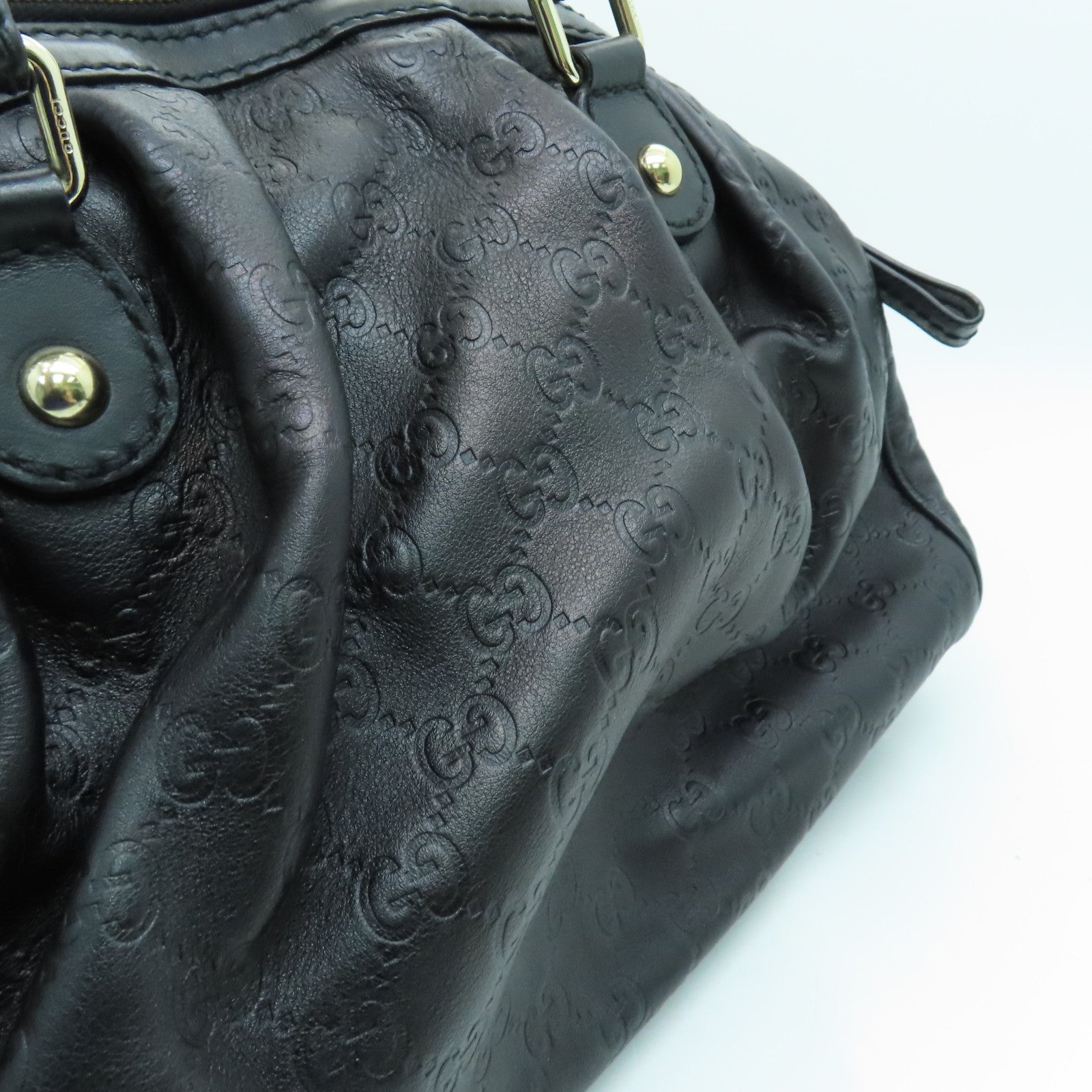 GUCCI 牛皮皮革2 Way Shoulder手挽肩背两用袋金扣黑色