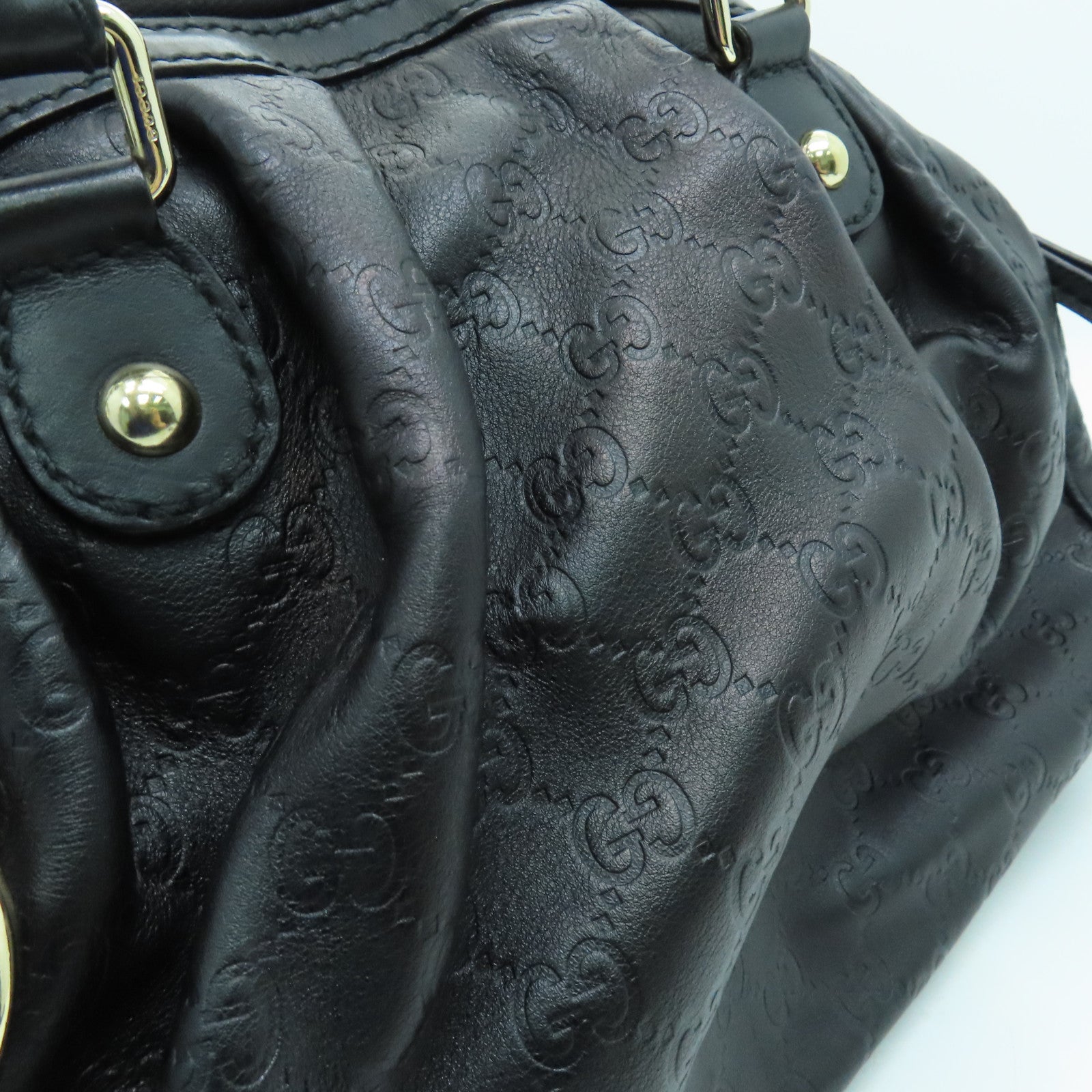 GUCCI 牛皮皮革2 Way Shoulder手挽肩背两用袋金扣黑色