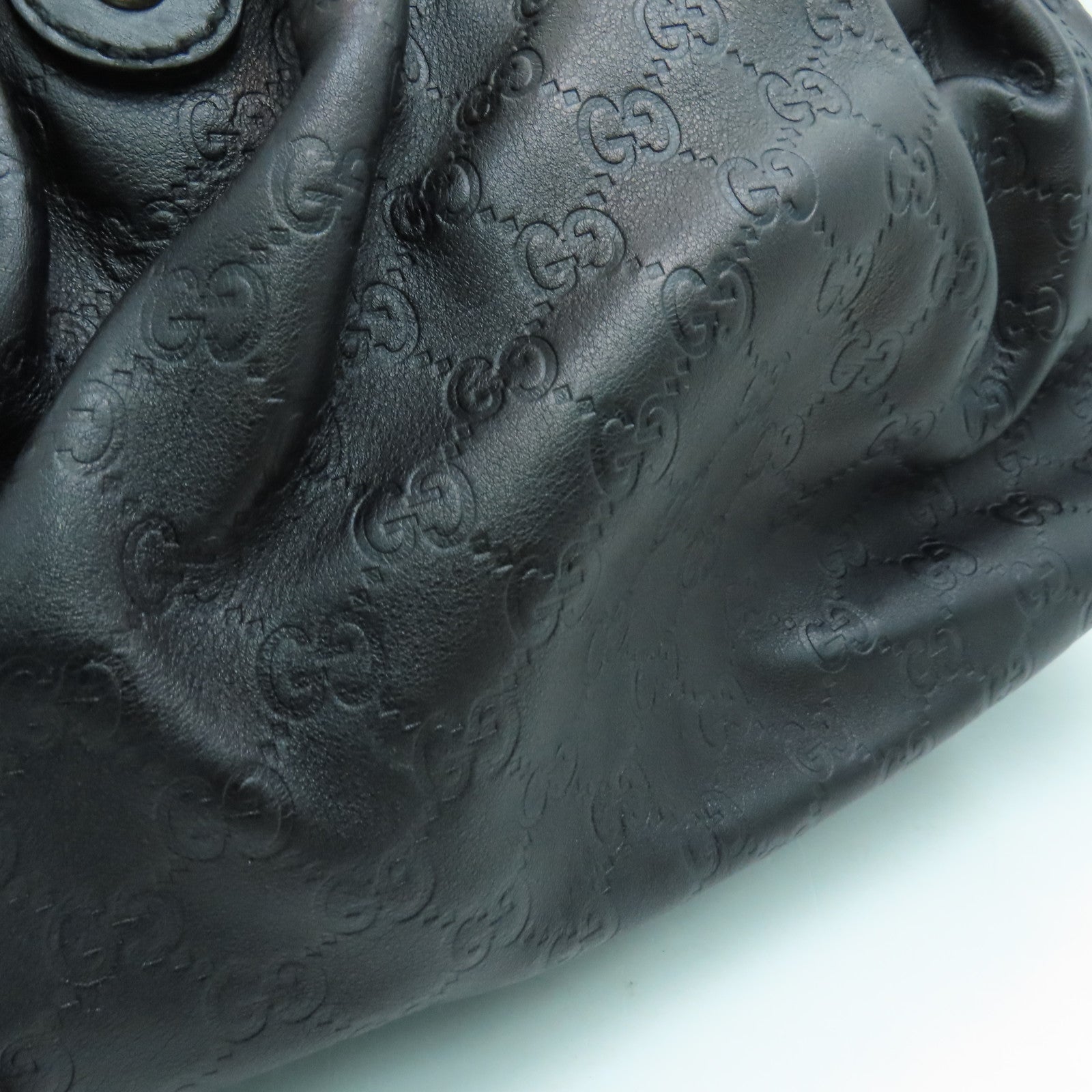 GUCCI 牛皮皮革2 Way Shoulder手挽肩背两用袋金扣黑色