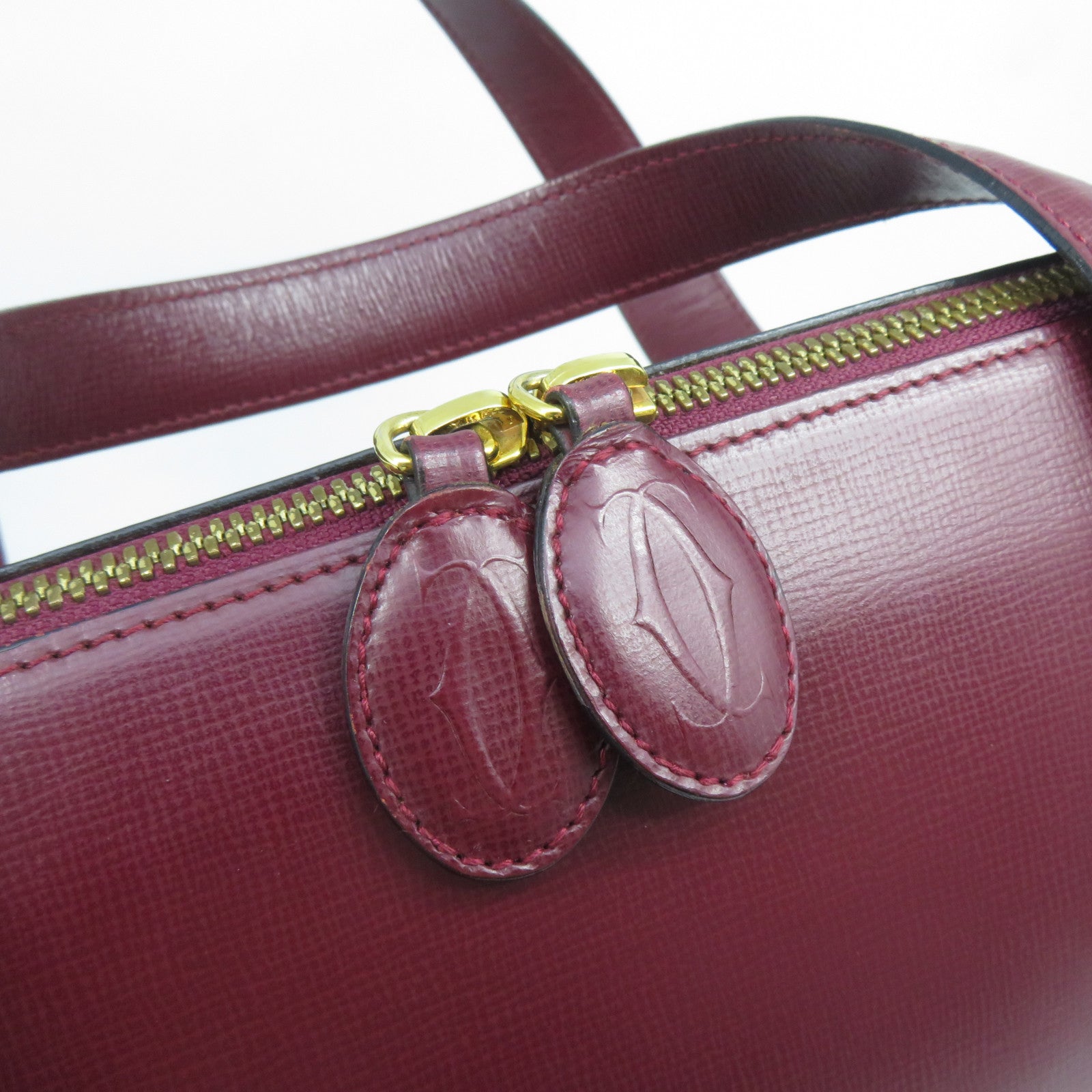 CARTIER 牛皮皮革Hand Bag金扣手挽袋紅色