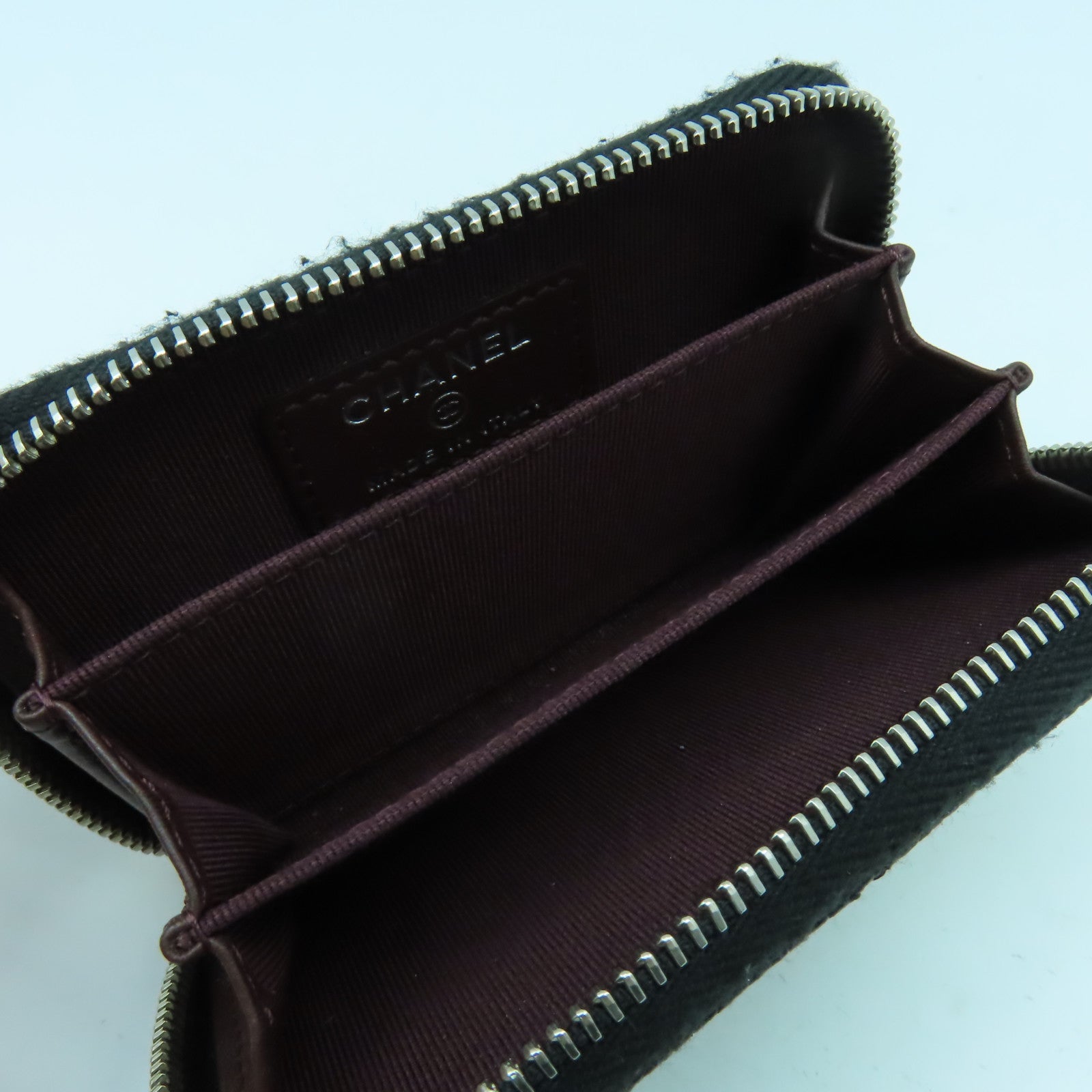 CHANEL 菱格Caviar皮革Card Case銀扣卡片套黑色