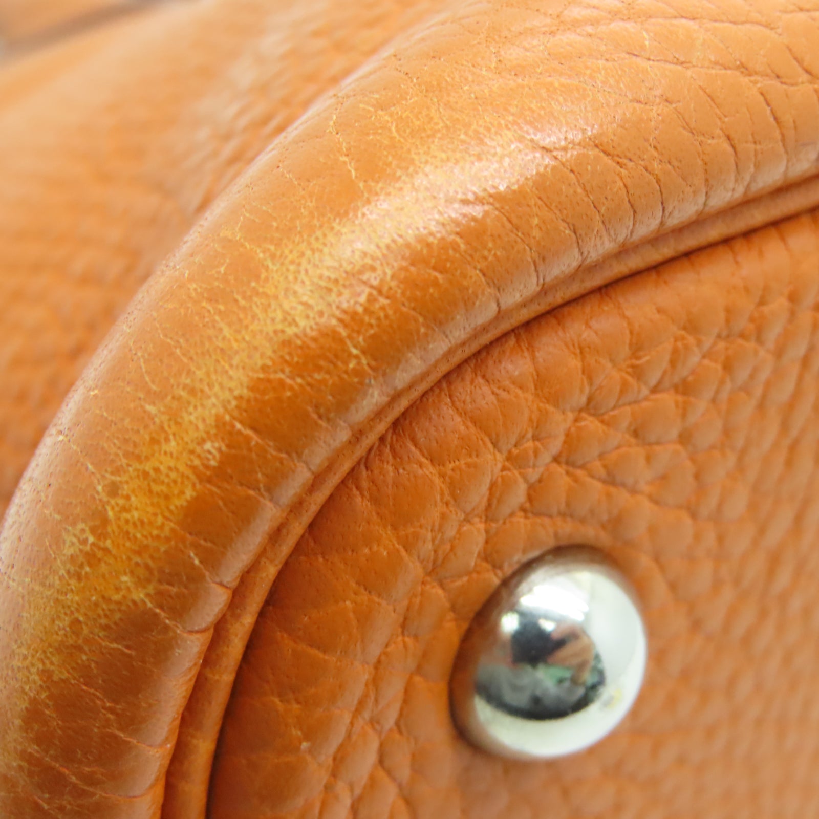 HERMES Taurillon Clemence皮革Bolide 31银扣手挽肩背两用袋橙色