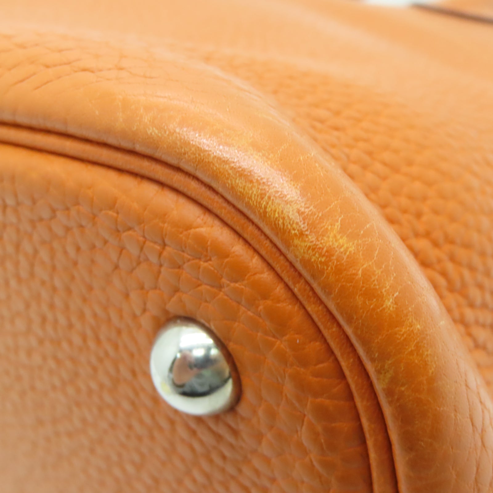 HERMES Taurillon Clemence皮革Bolide 31银扣手挽肩背两用袋橙色
