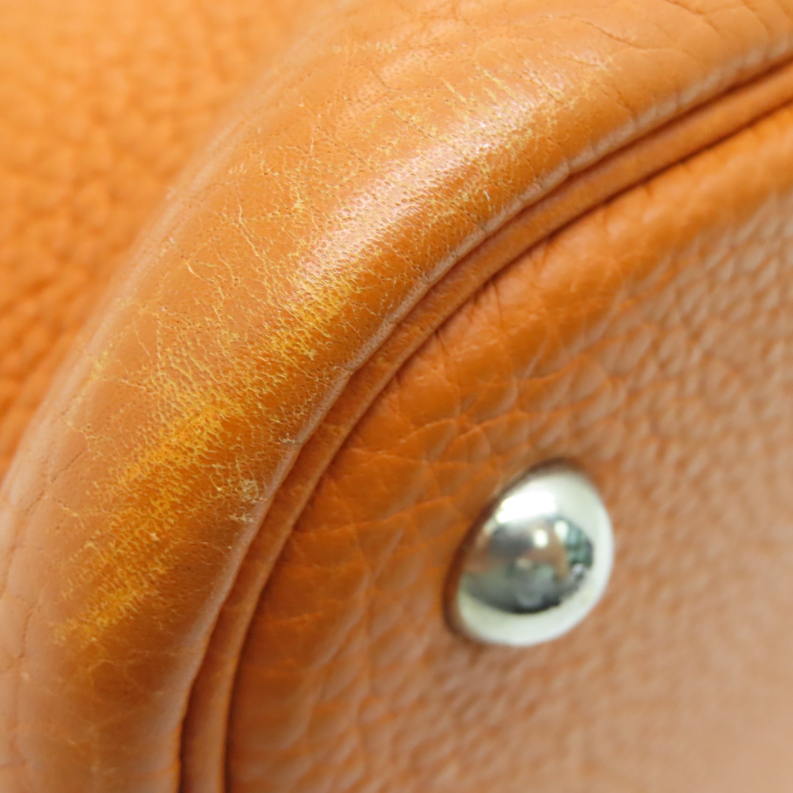 HERMES Taurillon Clemence皮革Bolide 31银扣手挽肩背两用袋橙色