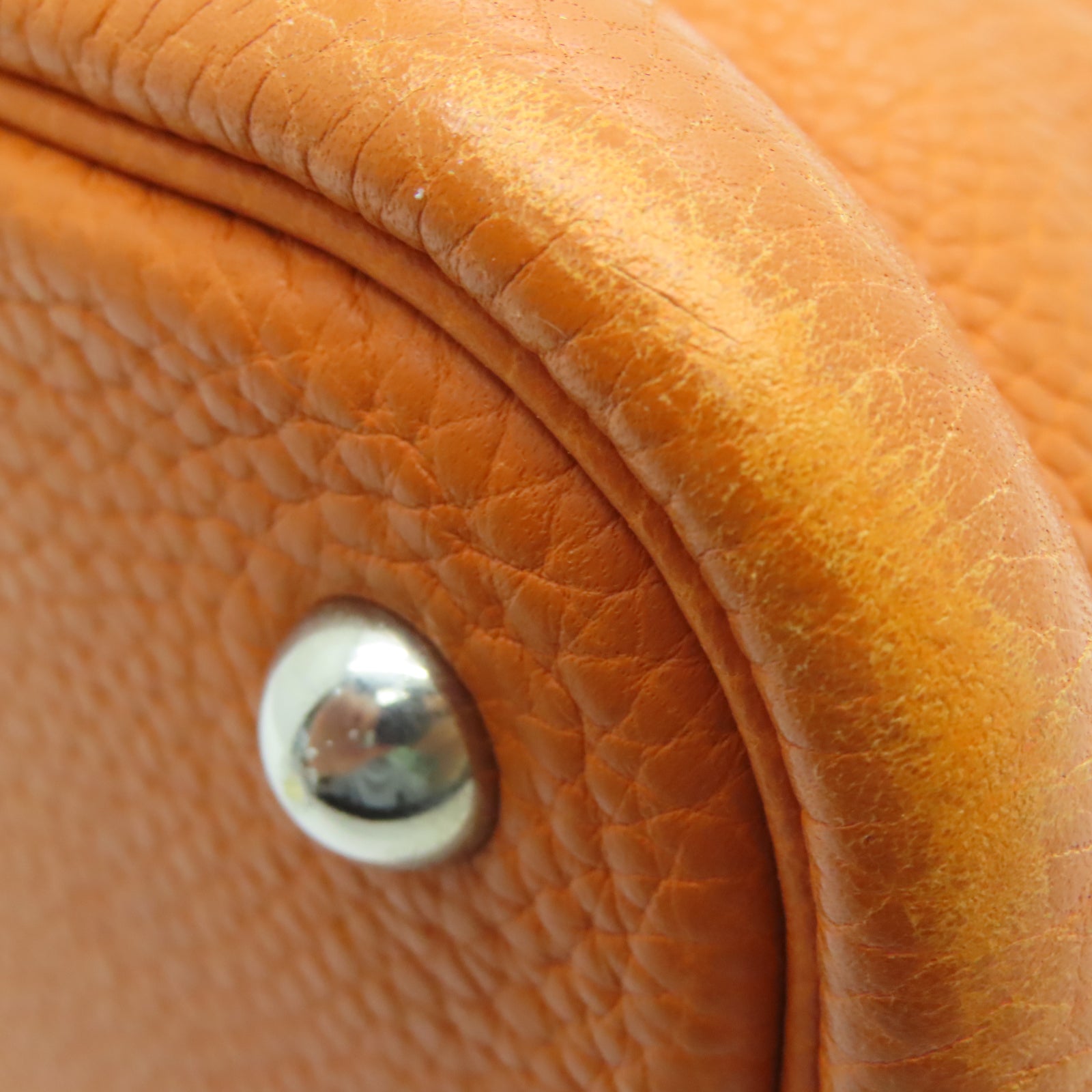 HERMES Taurillon Clemence皮革Bolide 31银扣手挽肩背两用袋橙色