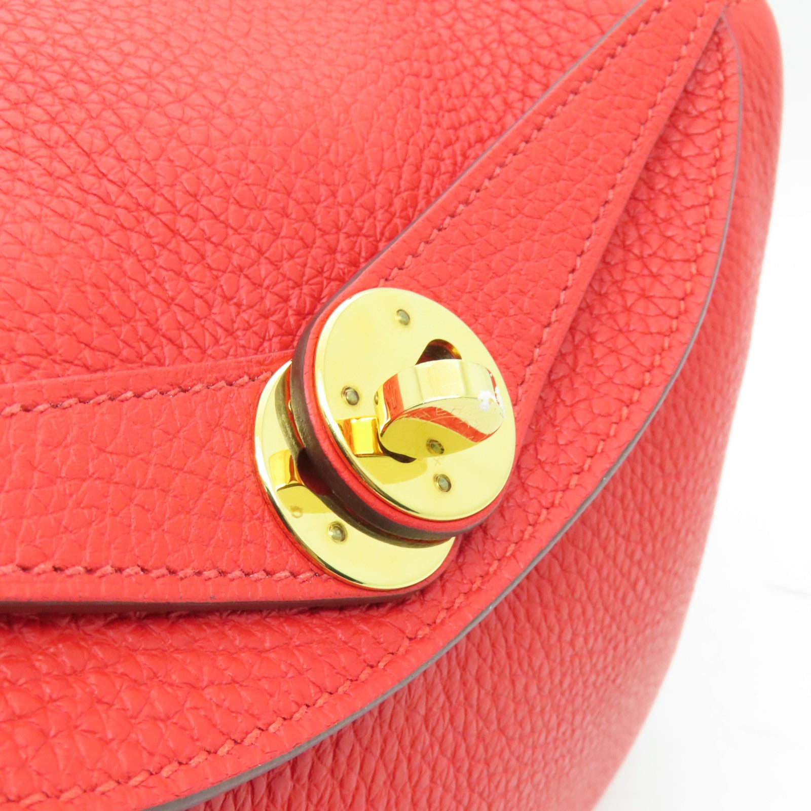 HERMES Clemence皮革Lindy 26金扣手挽肩背兩用袋紅色
