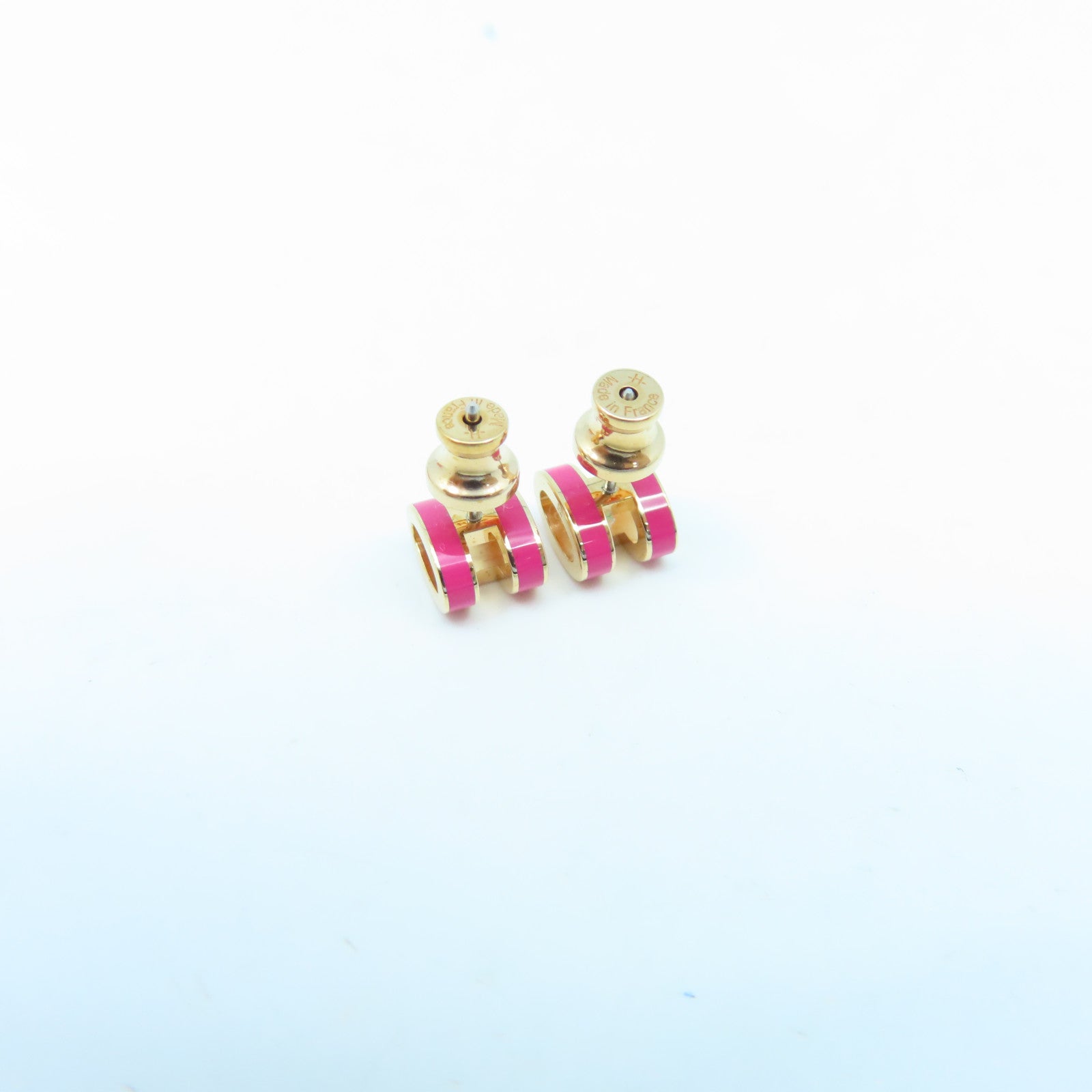 HERMES Metal Mini Pop H Earrings Pink/Gold