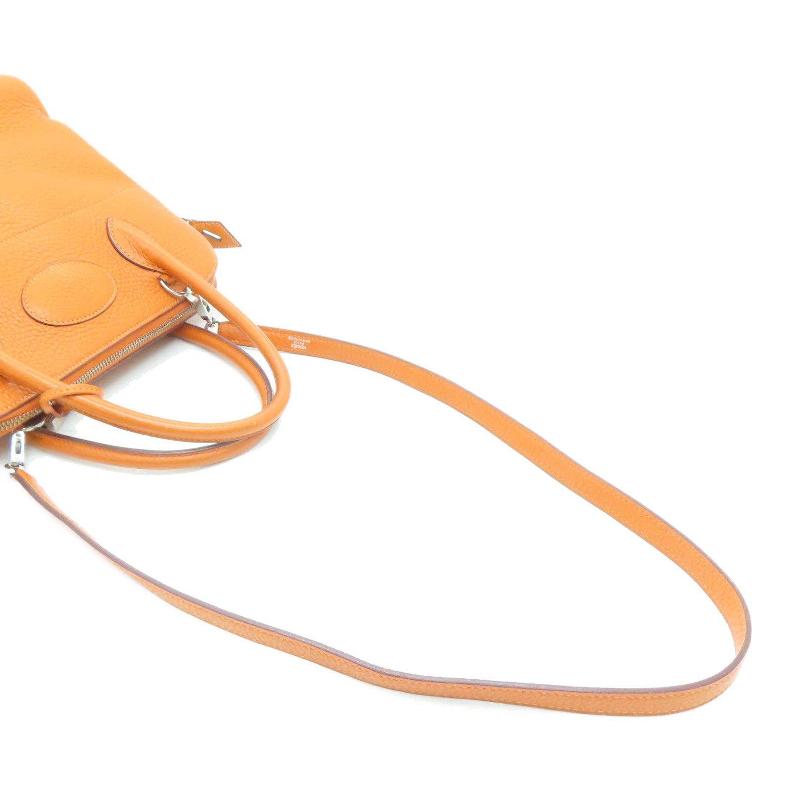 HERMES Taurillon Clemence皮革Bolide 31银扣手挽肩背两用袋橙色