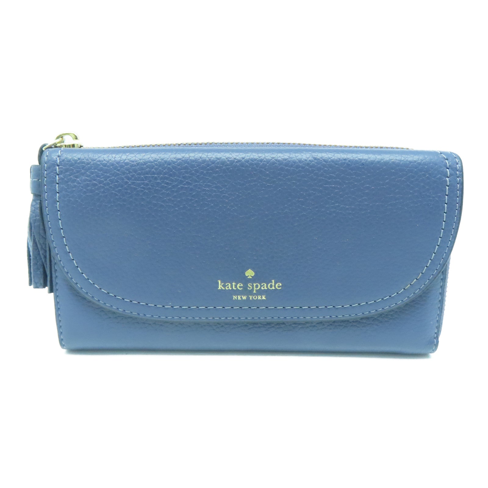 Kate Spade 牛皮皮革Long Wallet金扣长钱包蓝色