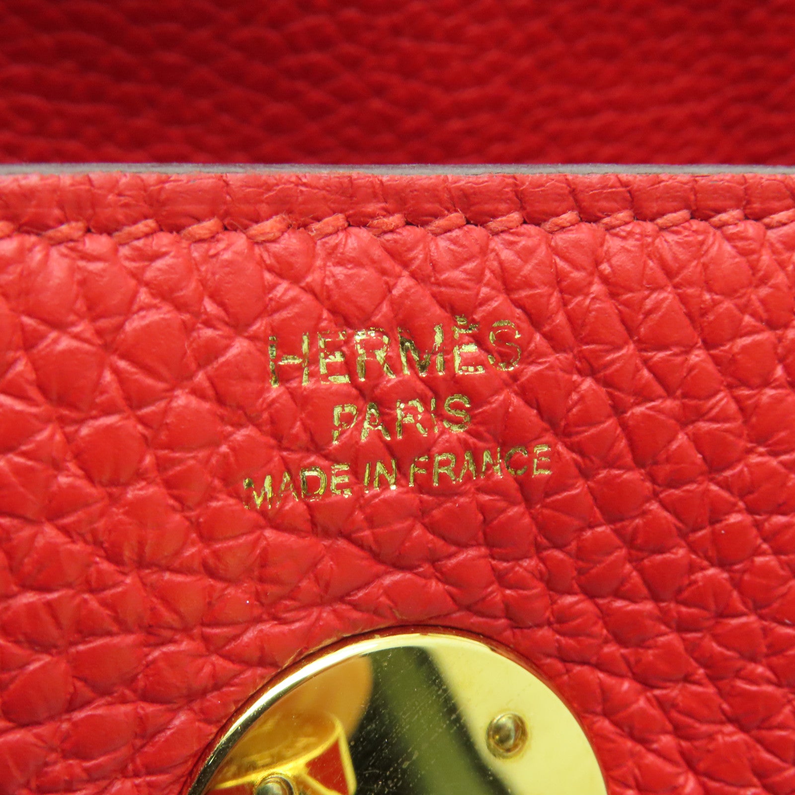 HERMES Clemence皮革Lindy 26金扣手挽肩背兩用袋紅色