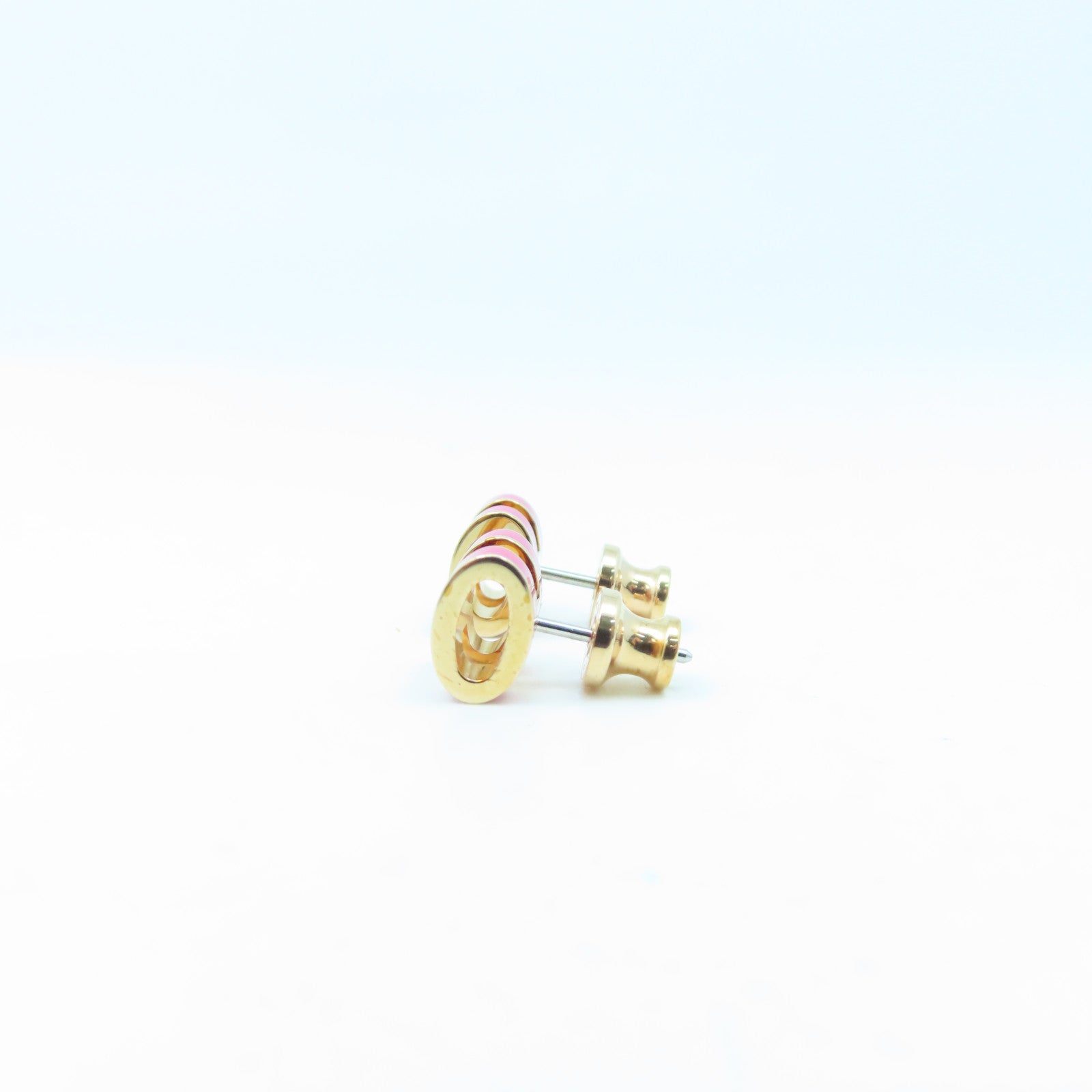 HERMES Metal Mini Pop H Earrings Pink/Gold
