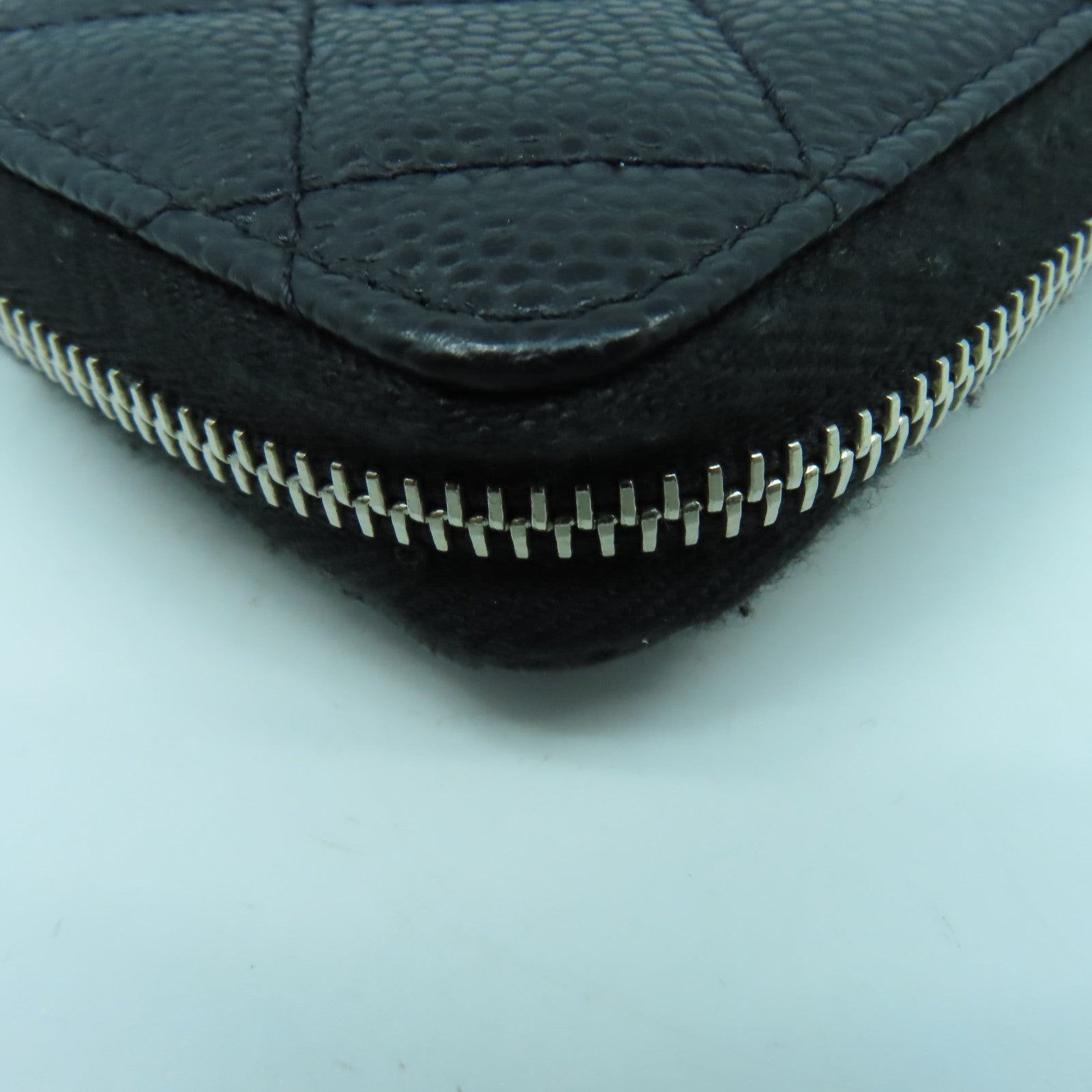 CHANEL 菱格Caviar皮革Card Case銀扣卡片套黑色
