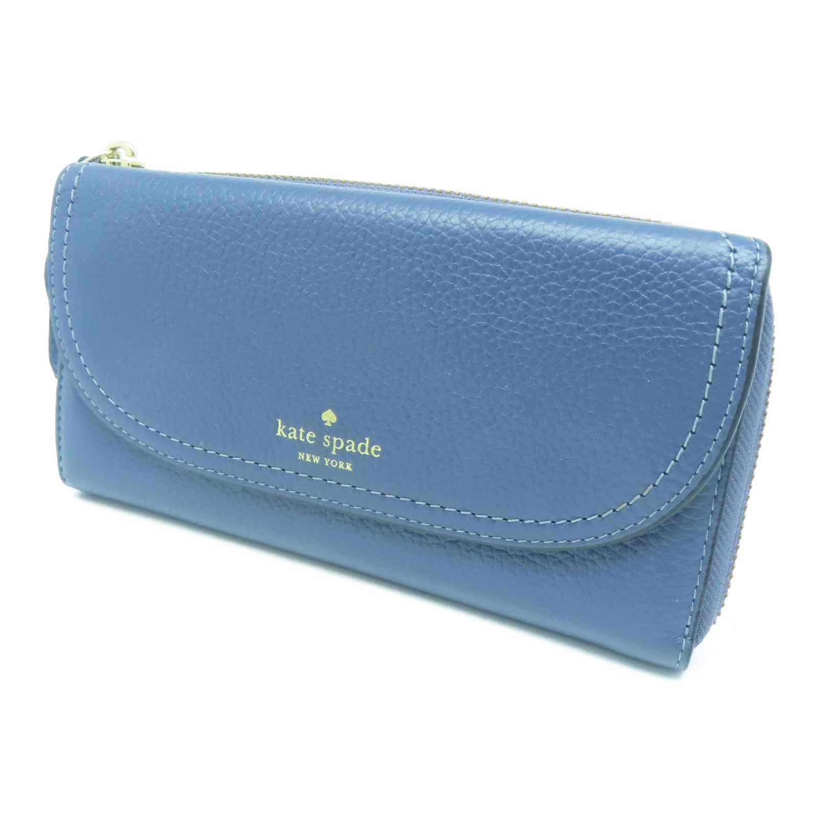 Kate Spade 牛皮皮革Long Wallet金扣长钱包蓝色