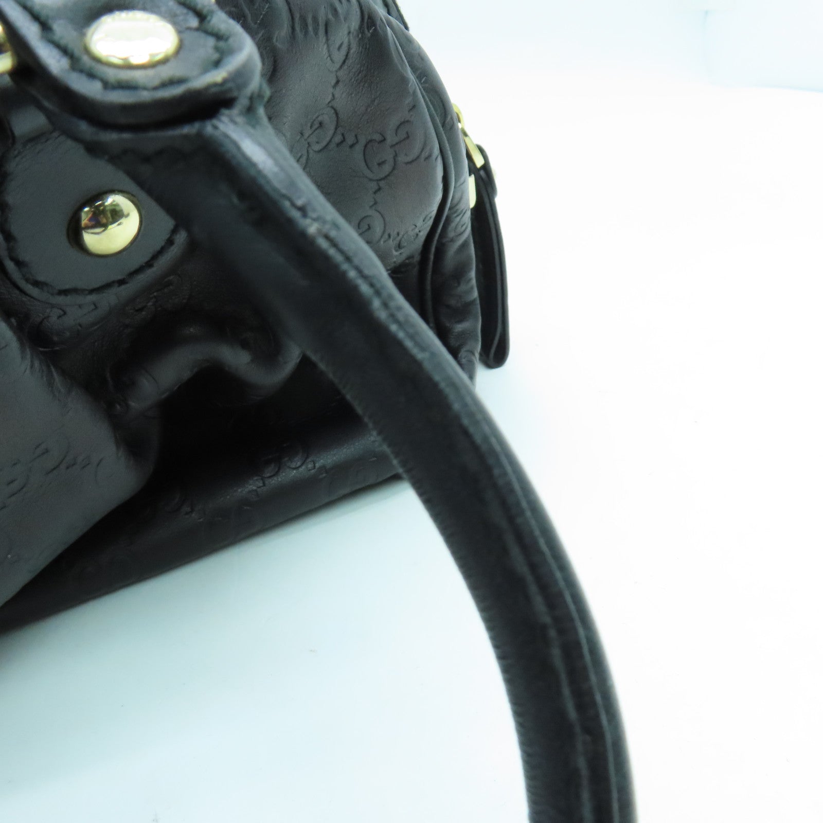 GUCCI 牛皮皮革2 Way Shoulder手挽肩背两用袋金扣黑色