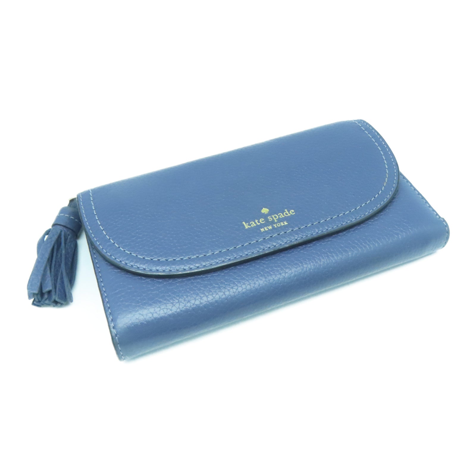 Kate Spade 牛皮皮革Long Wallet金扣长钱包蓝色