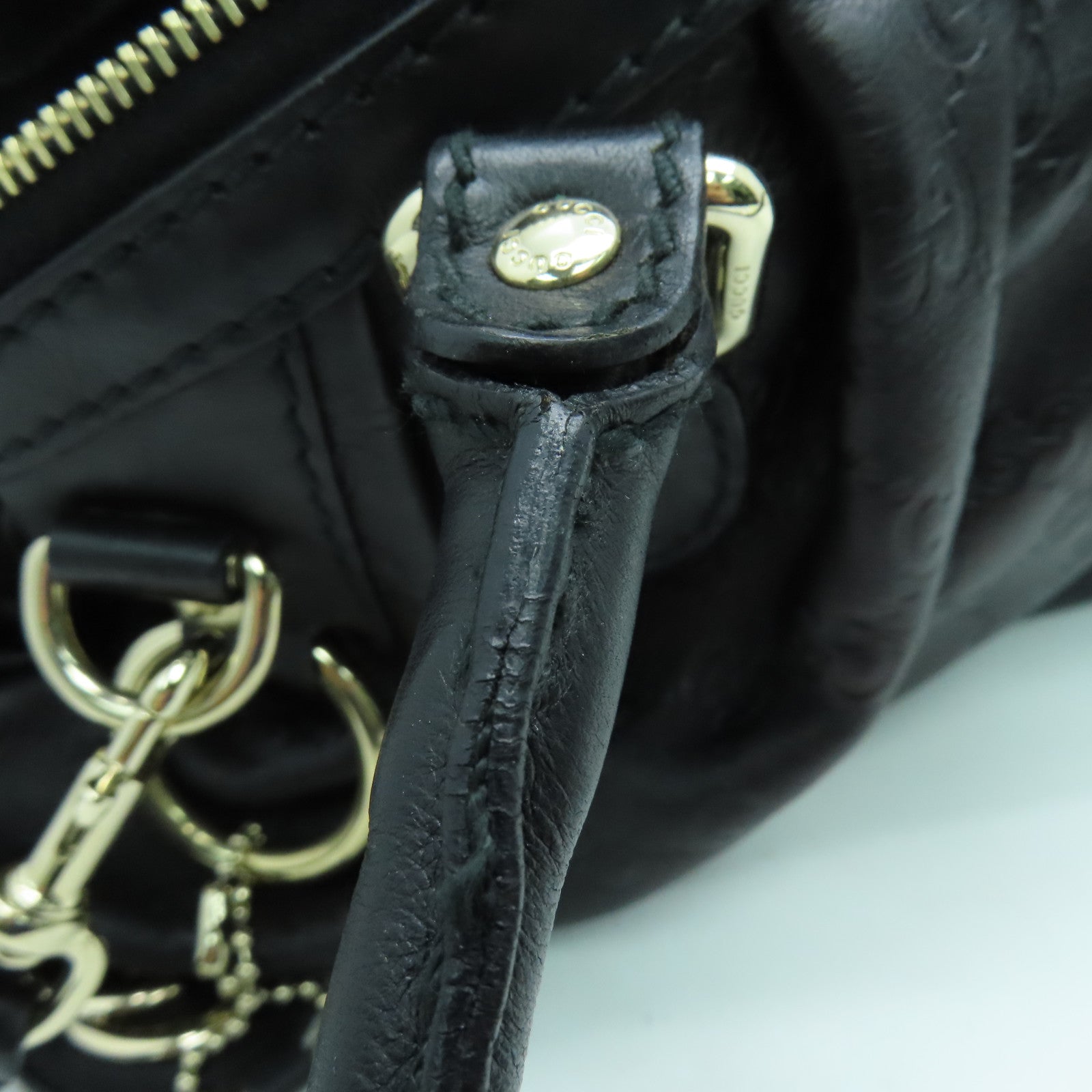 GUCCI 牛皮皮革2 Way Shoulder手挽肩背两用袋金扣黑色