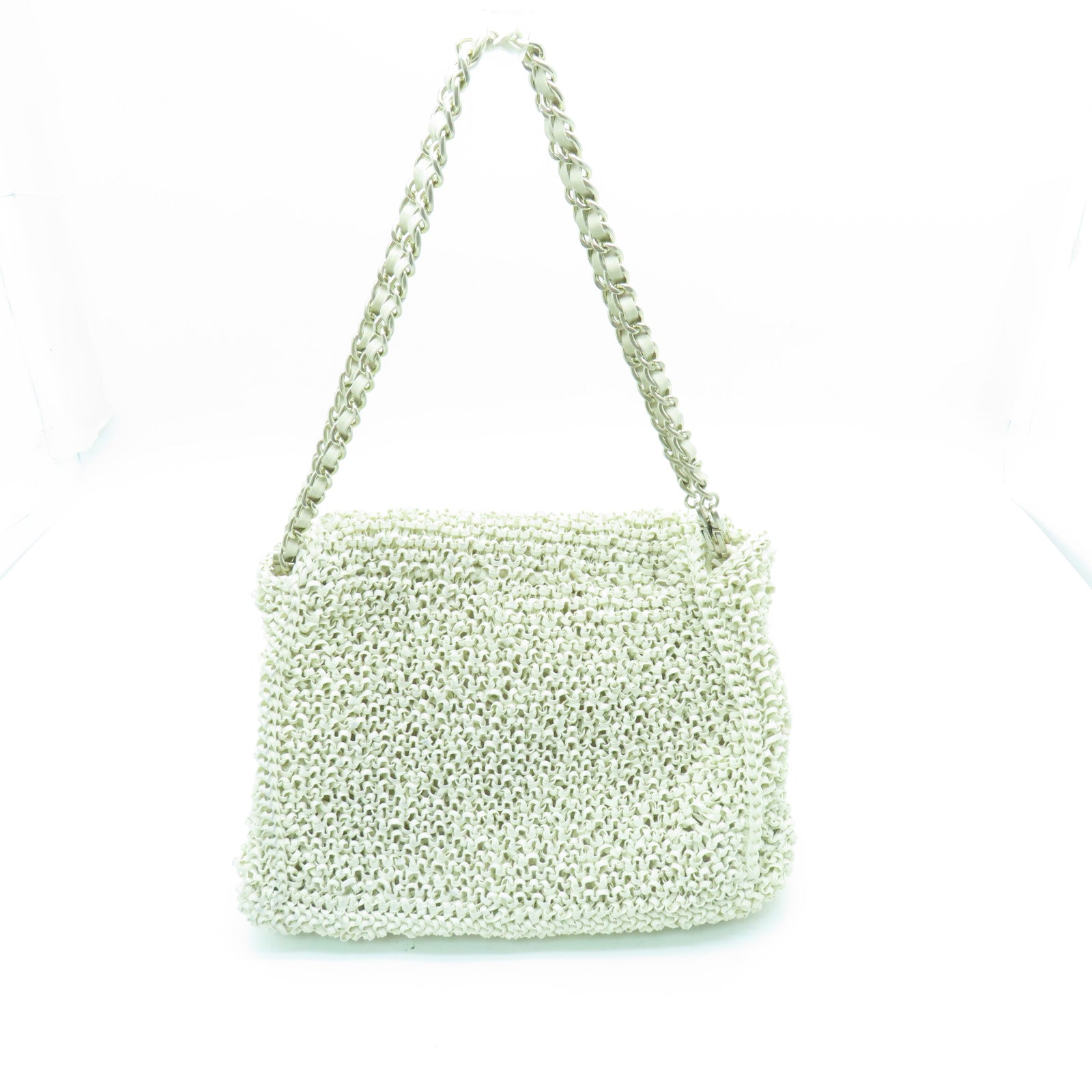 ANTEPRIMA PVC Shoulder Bag銀扣鏈帶肩背袋白色/炫光