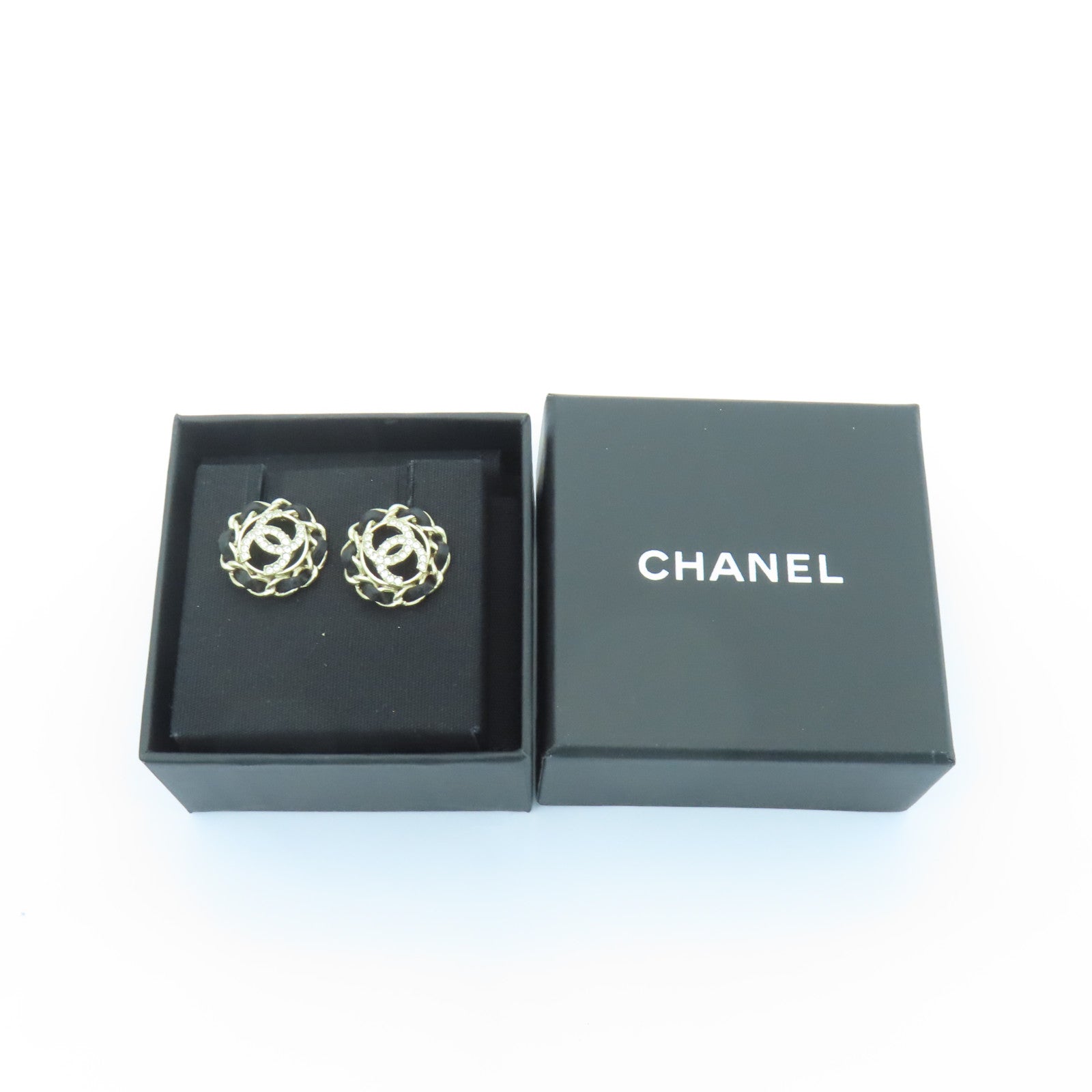 CHANEL 金屬/皮革Earrings耳環金色/銀色/黑色
