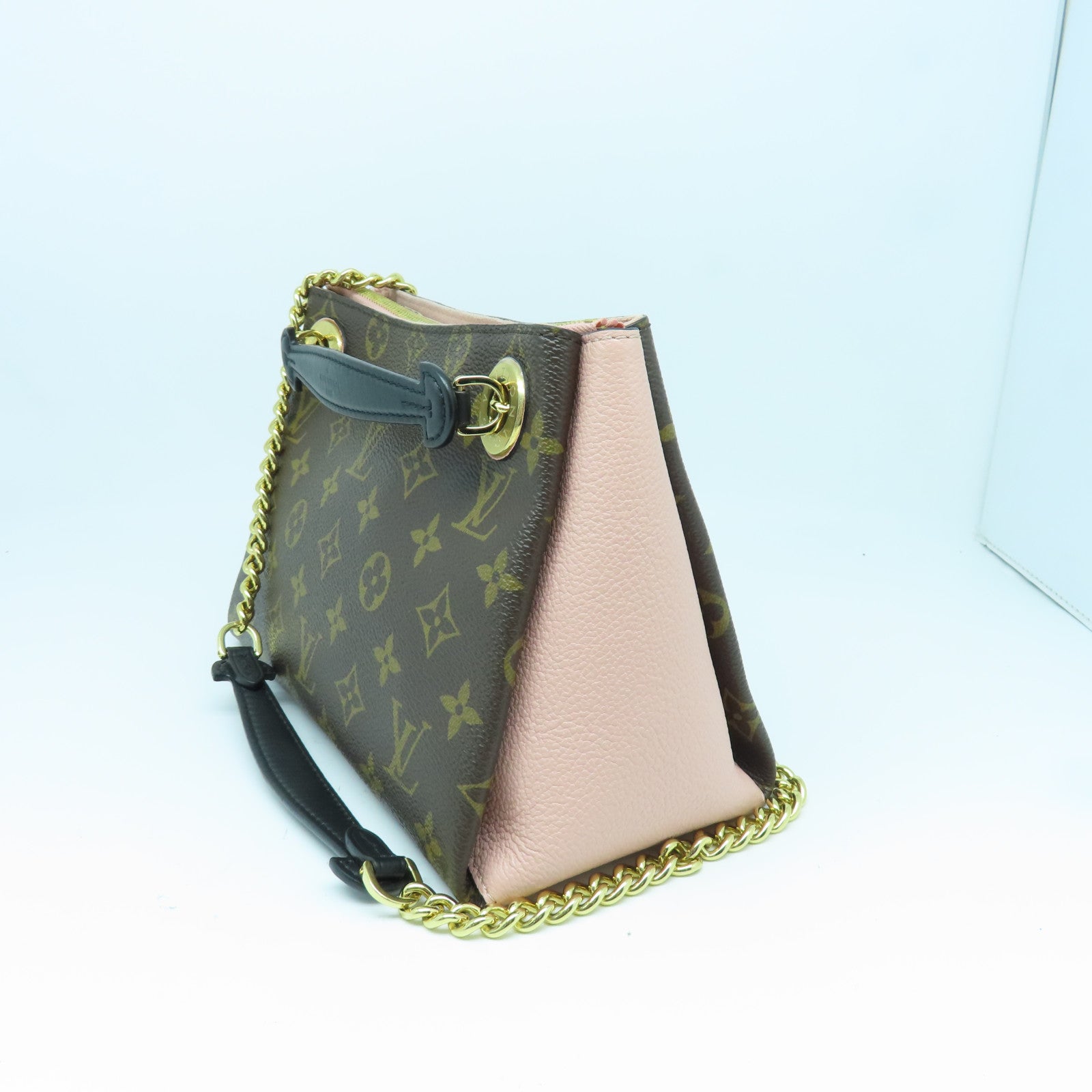 LOUIS VUITTON Monogram Surene BB Chain Shoulder Bag金扣链带肩背袋棕色/粉红色