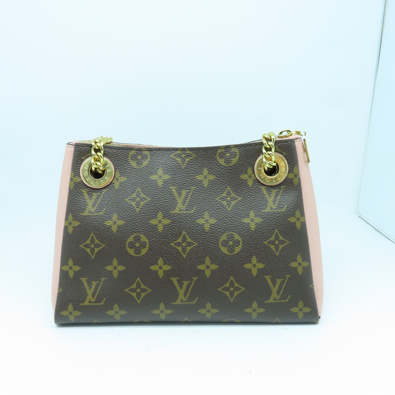 LOUIS VUITTON Monogram Surene BB Chain Shoulder Bag金扣链带肩背袋棕色/粉红色