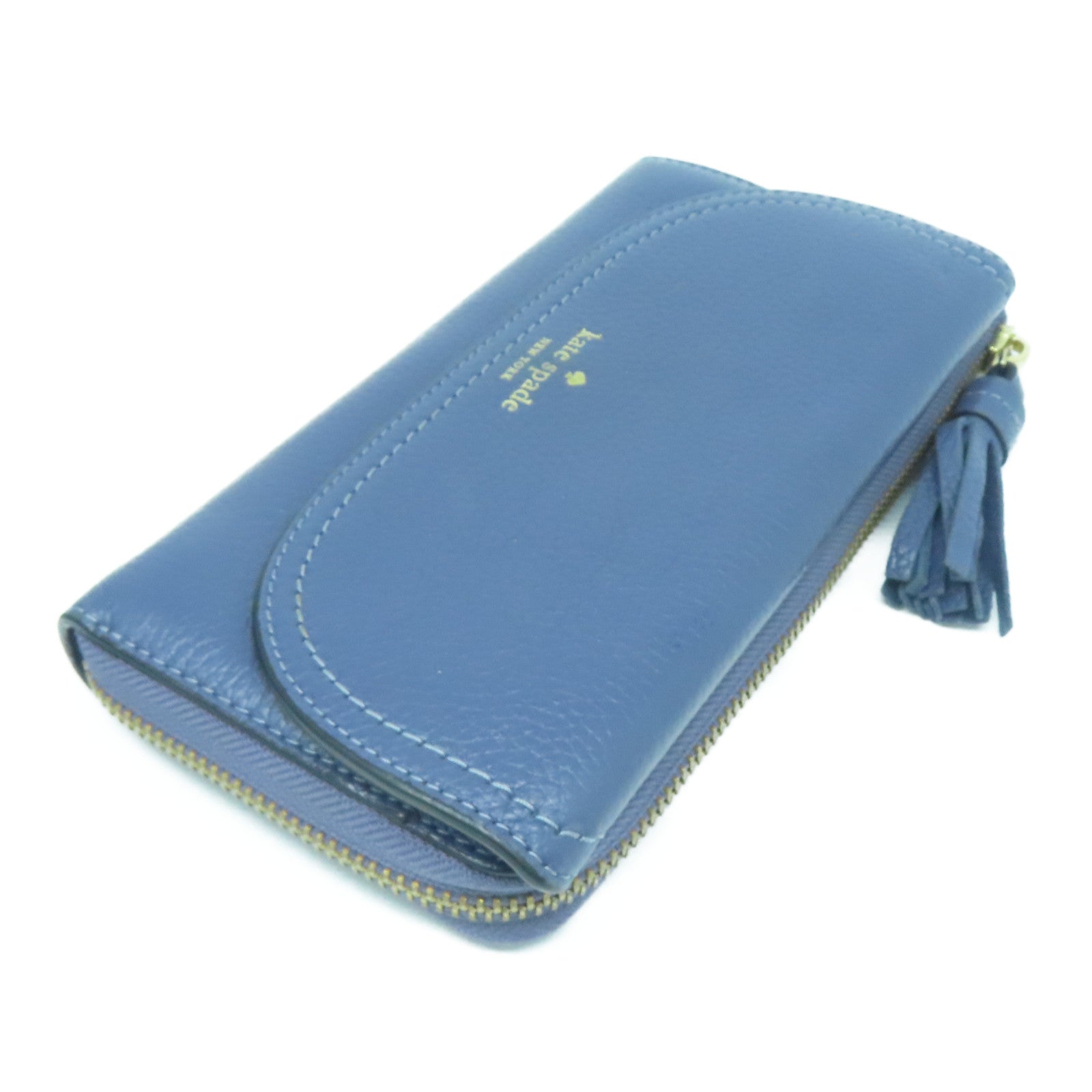 Kate Spade 牛皮皮革Long Wallet金扣长钱包蓝色
