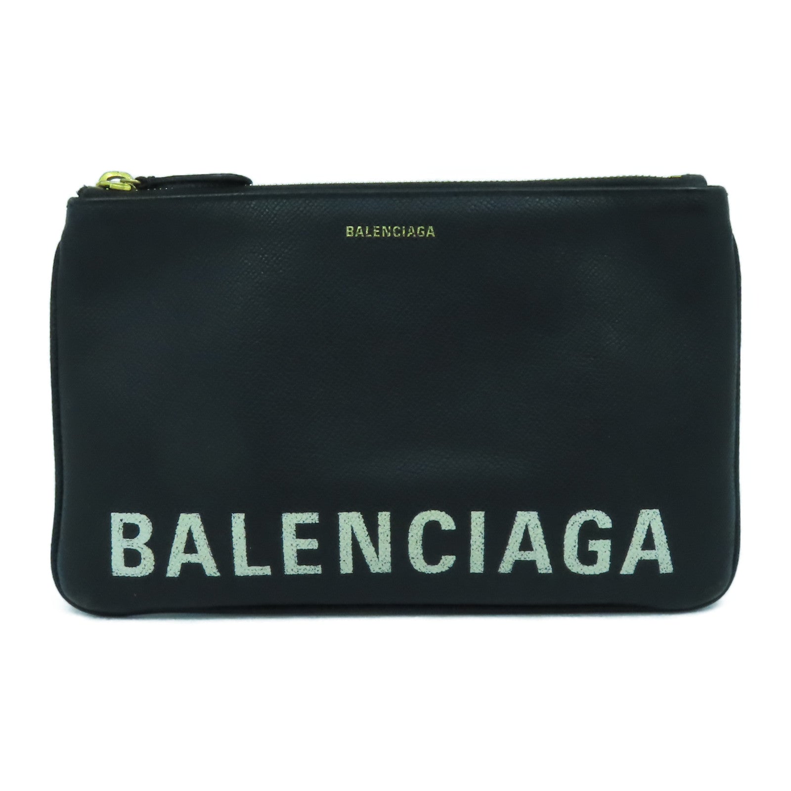 BALENCIAGA 牛皮皮革Clutch金扣手拿包黑色