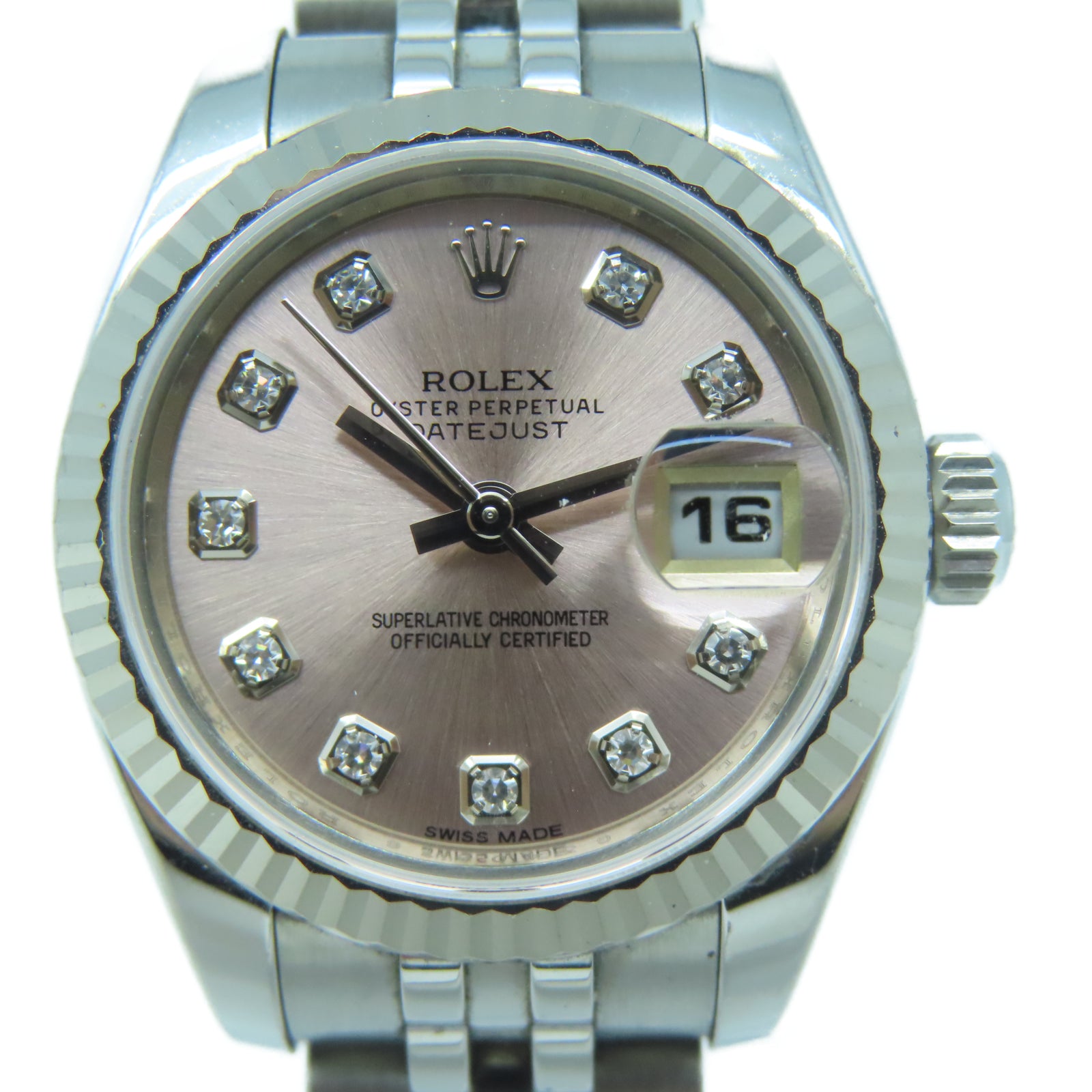 ROLEX Lady Datejust 18K白金/不鏽鋼手錶自動機芯粉紅色