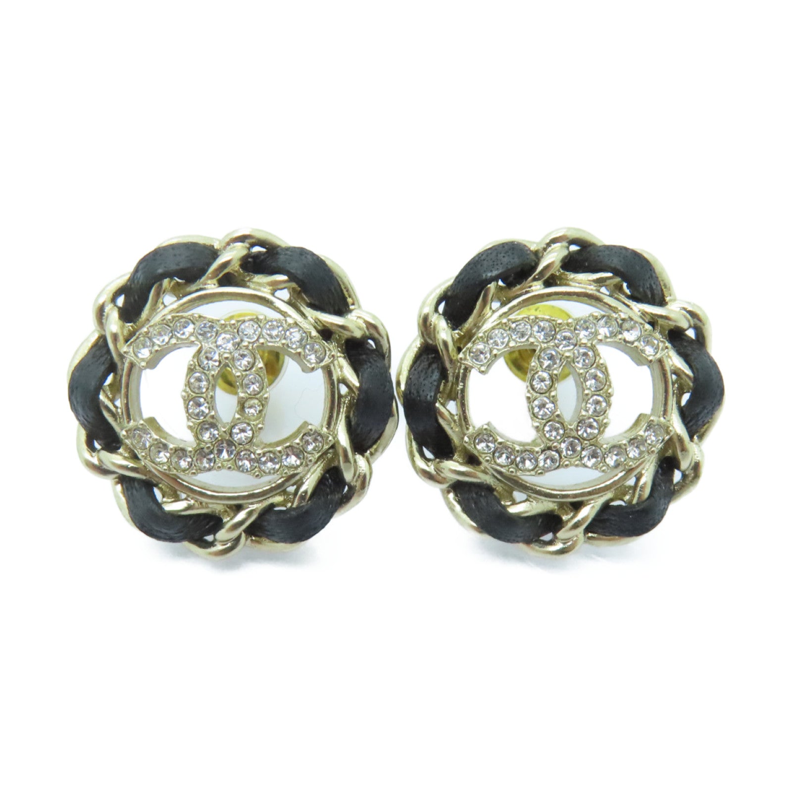 CHANEL 金屬/皮革Earrings耳環金色/銀色/黑色
