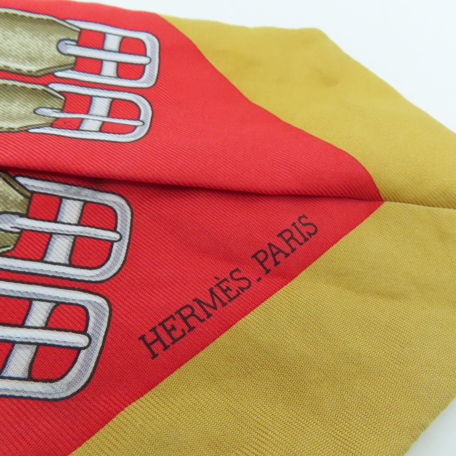 HERMES [Sharp Discount] Silk Twilly Scarf Red/Beige