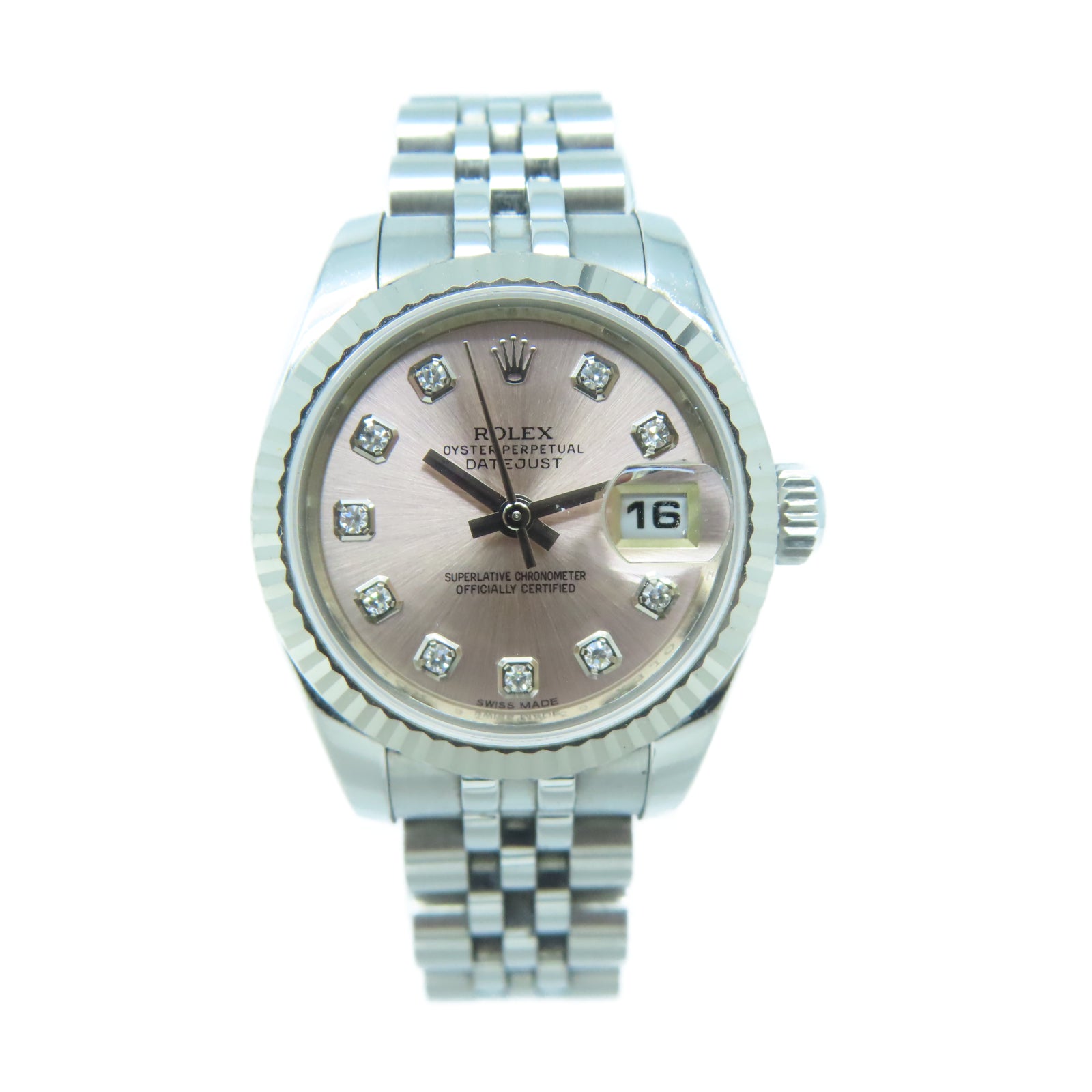 ROLEX Lady Datejust 18K白金/不鏽鋼手錶自動機芯粉紅色