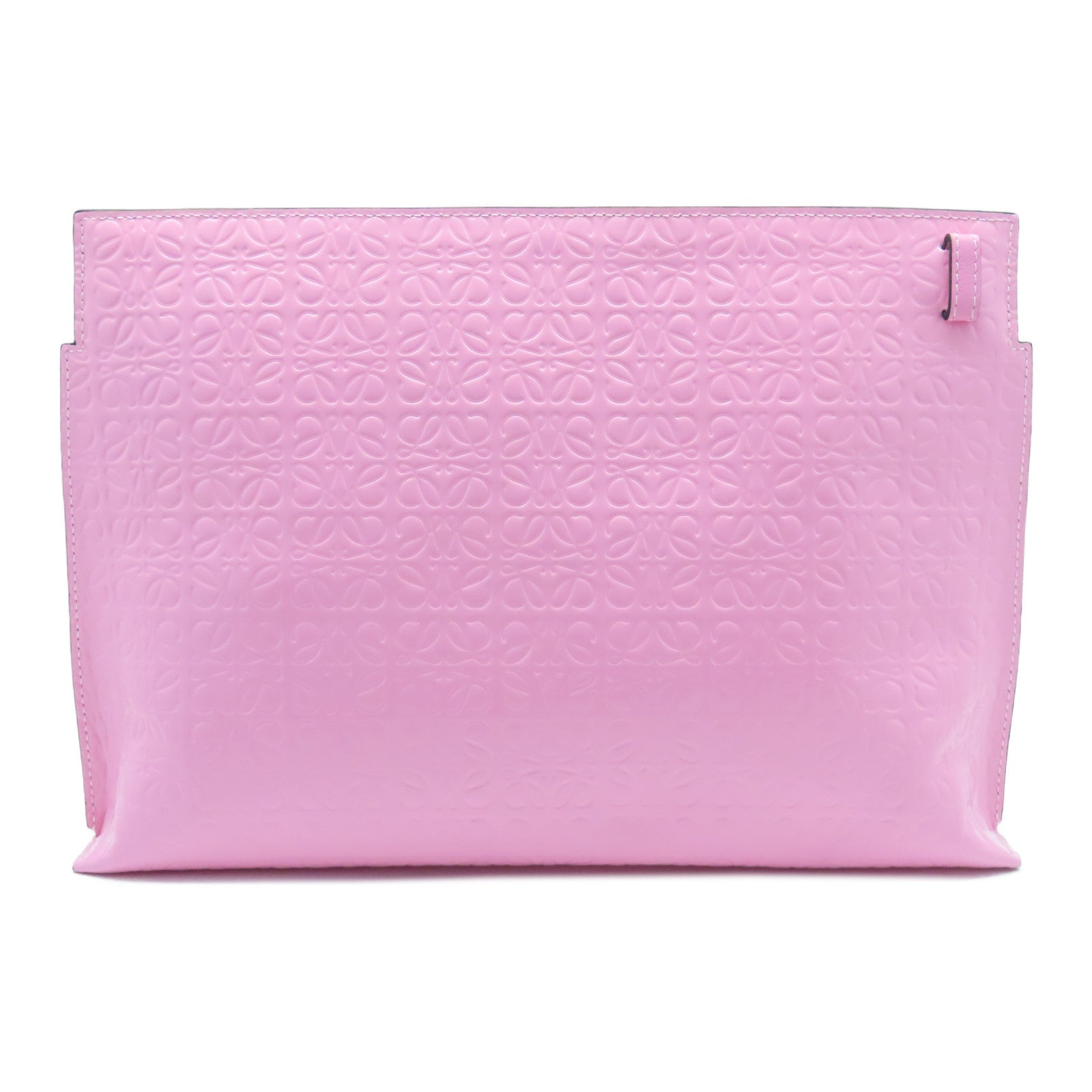 LOEWE 漆皮皮革T Pouch银扣手拿包粉红色