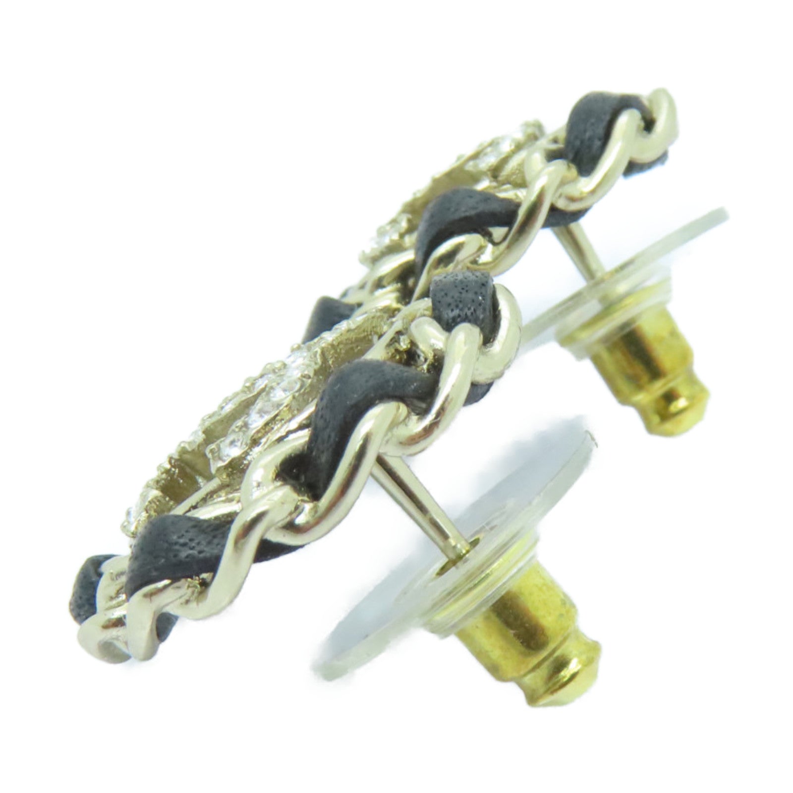 CHANEL 金屬/皮革Earrings耳環金色/銀色/黑色