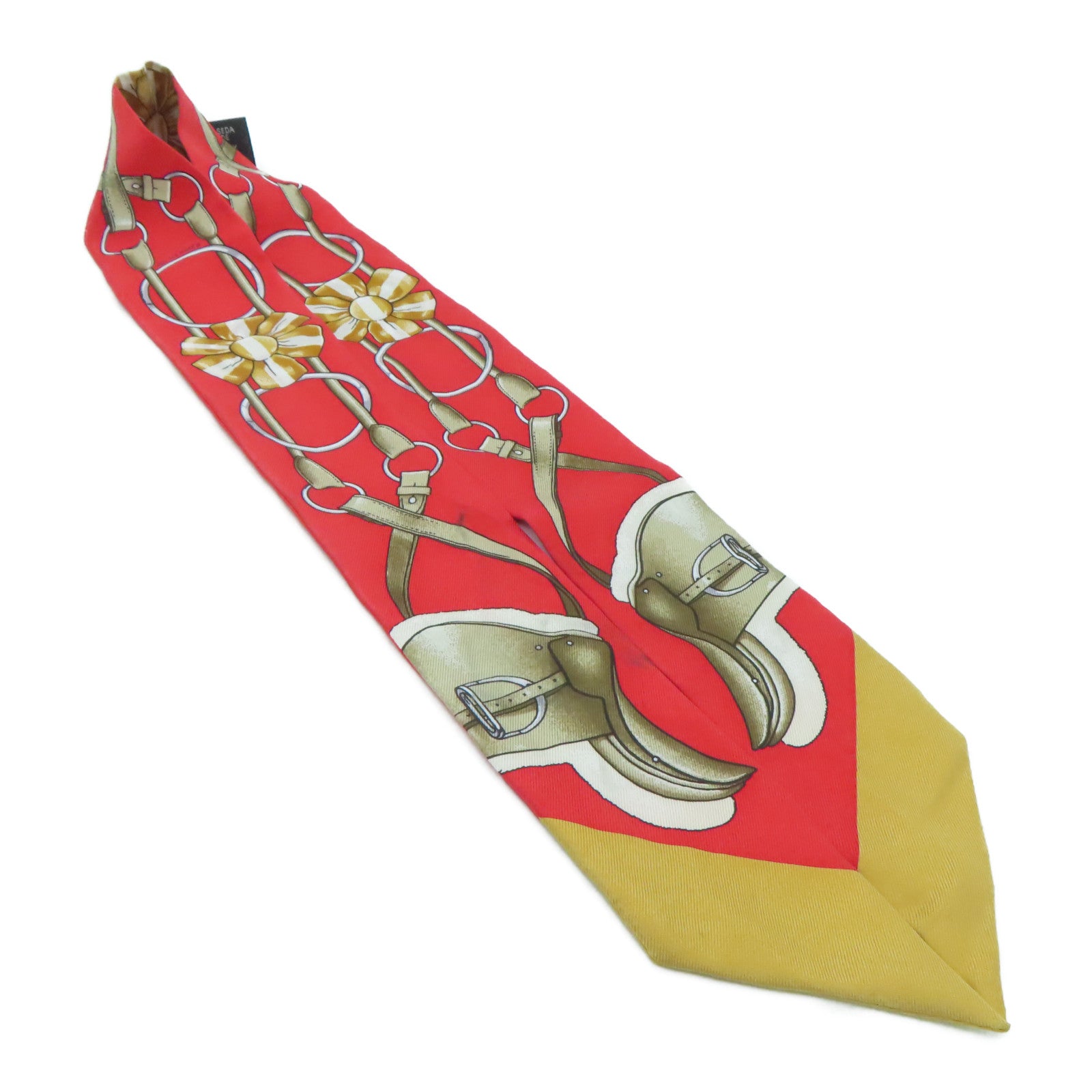 HERMES [Sharp Discount] Silk Twilly Scarf Red/Beige