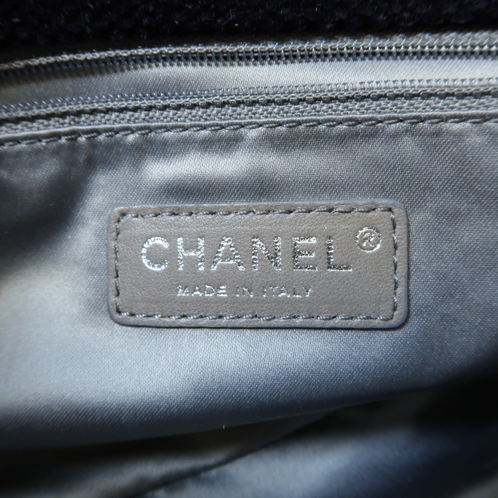 CHANEL 斜紋軟呢Chain Shoulder Bag銀扣鏈帶肩背袋黑色