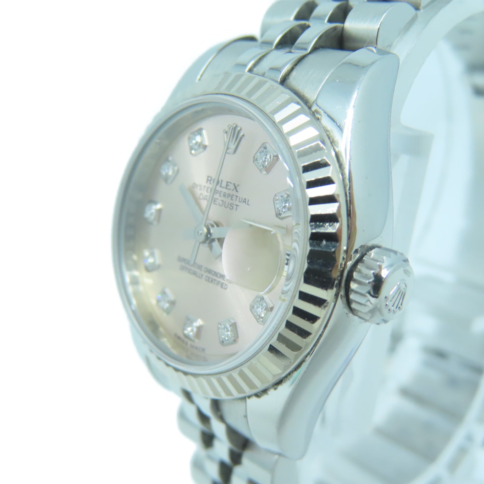 ROLEX Lady Datejust 18K白金/不鏽鋼手錶自動機芯粉紅色
