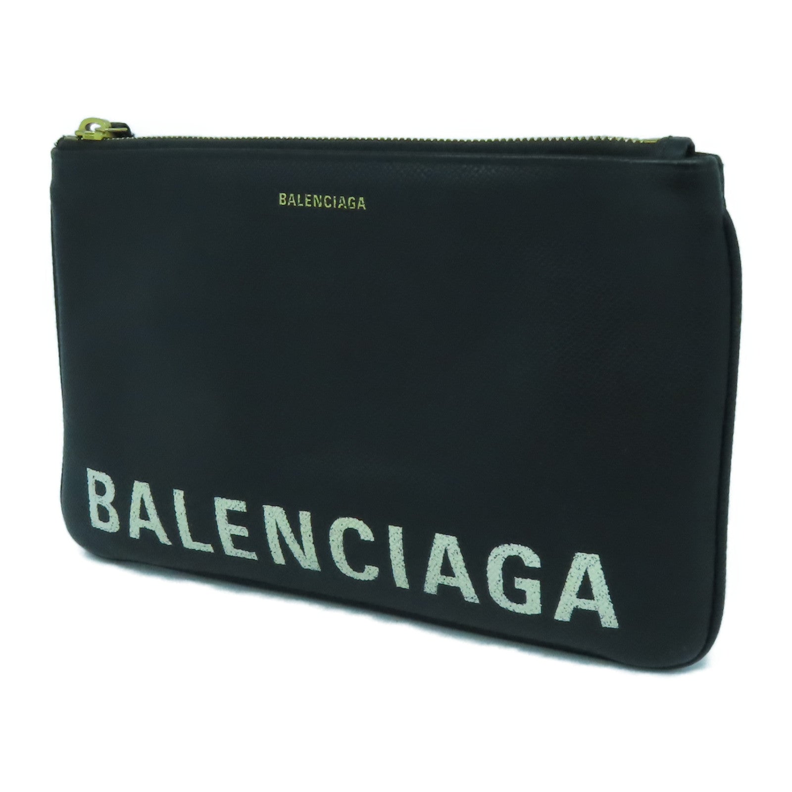 BALENCIAGA 牛皮皮革Clutch金扣手拿包黑色