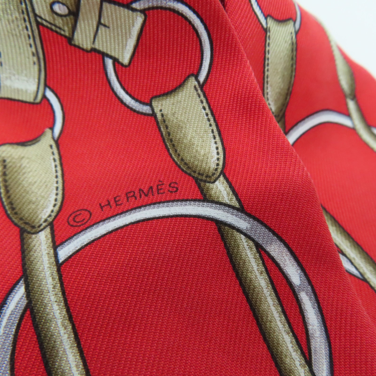 HERMES [Sharp Discount] Silk Twilly Scarf Red/Beige