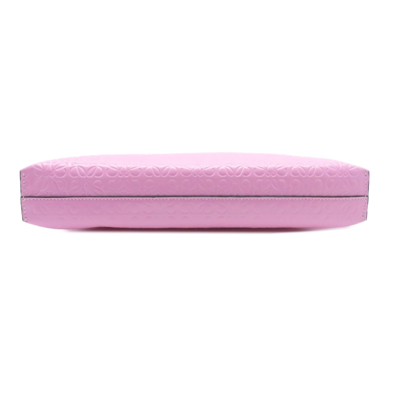 LOEWE 漆皮皮革T Pouch银扣手拿包粉红色
