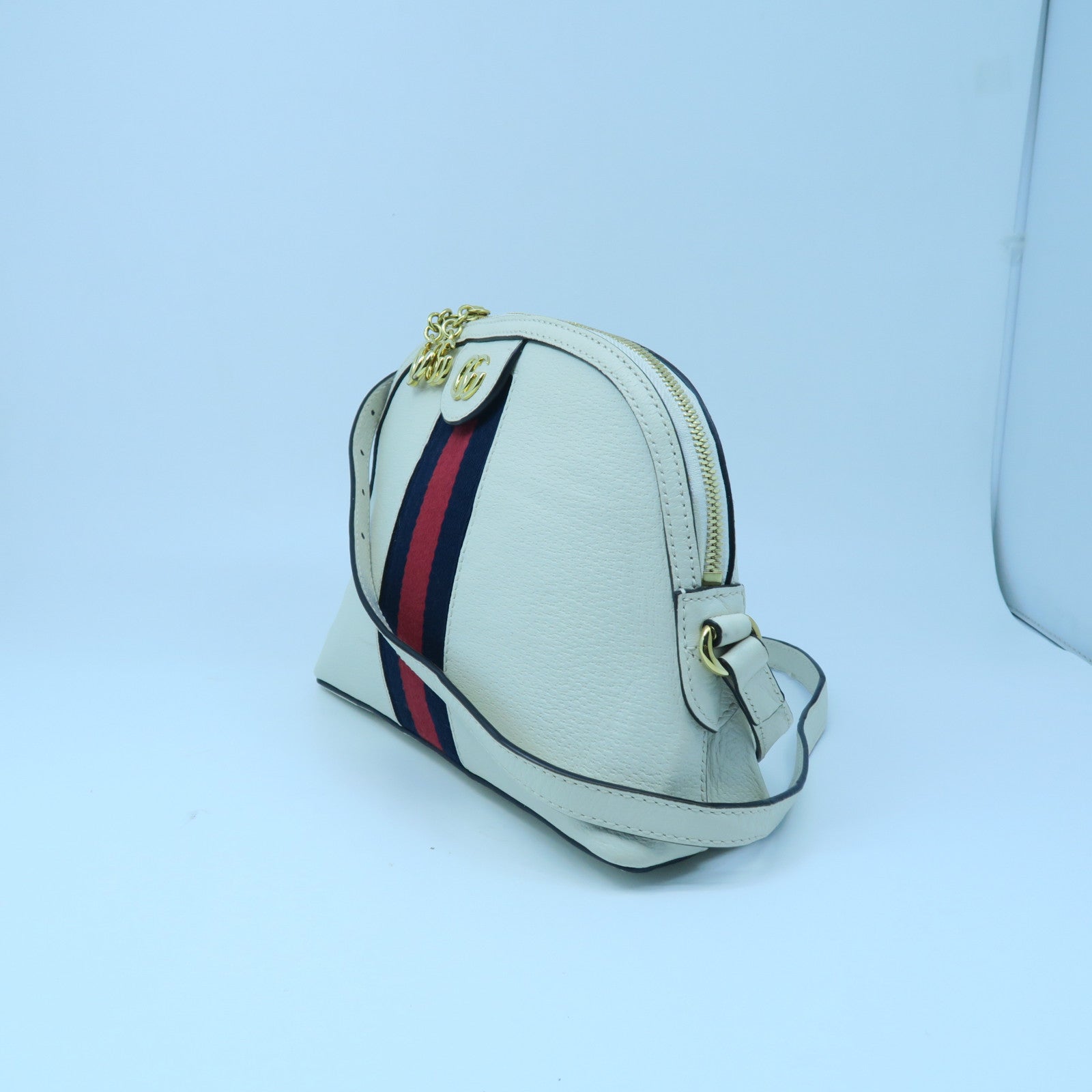 GUCCI 牛皮皮革Ophidia金扣肩背袋白色