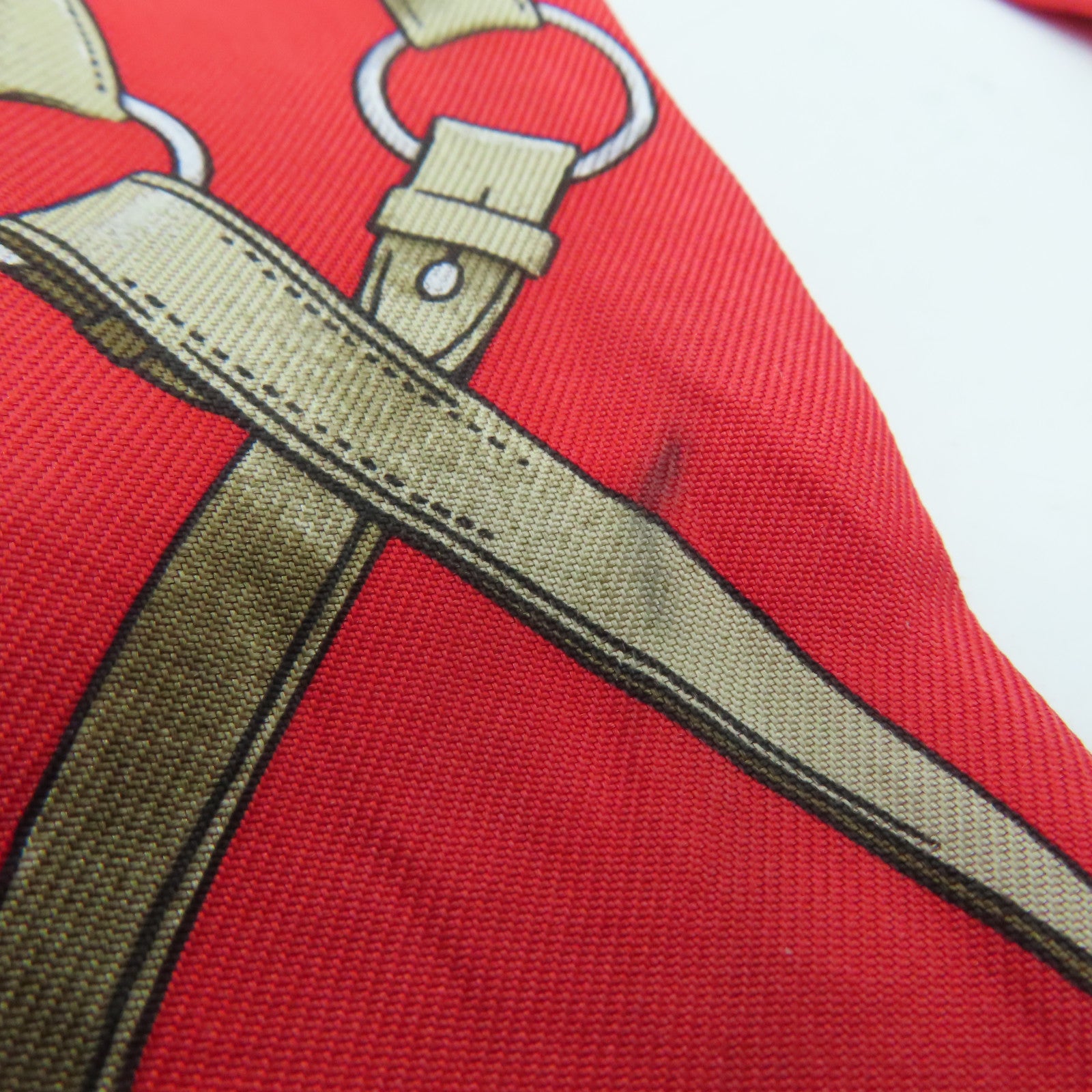 HERMES [Sharp Discount] Silk Twilly Scarf Red/Beige