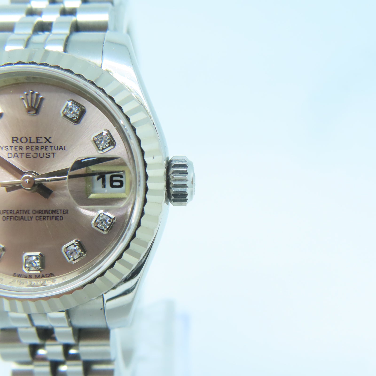 ROLEX Lady Datejust 18K白金/不鏽鋼手錶自動機芯粉紅色