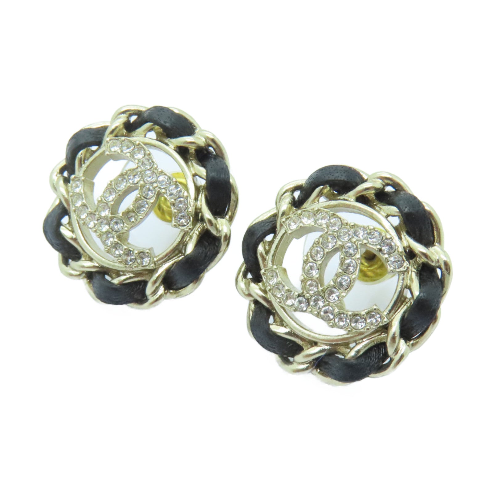 CHANEL 金屬/皮革Earrings耳環金色/銀色/黑色