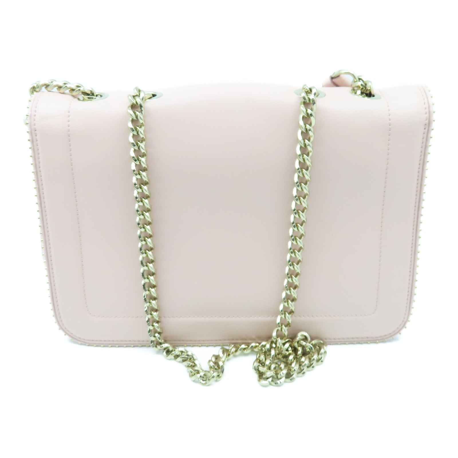 Salvatore Ferragamo Sheepskin Leather Chain Shoulder Gold Buckle Chain Shoulder Bag Pink