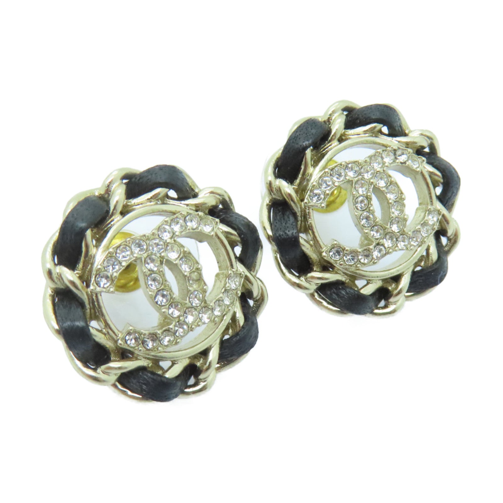 CHANEL 金屬/皮革Earrings耳環金色/銀色/黑色