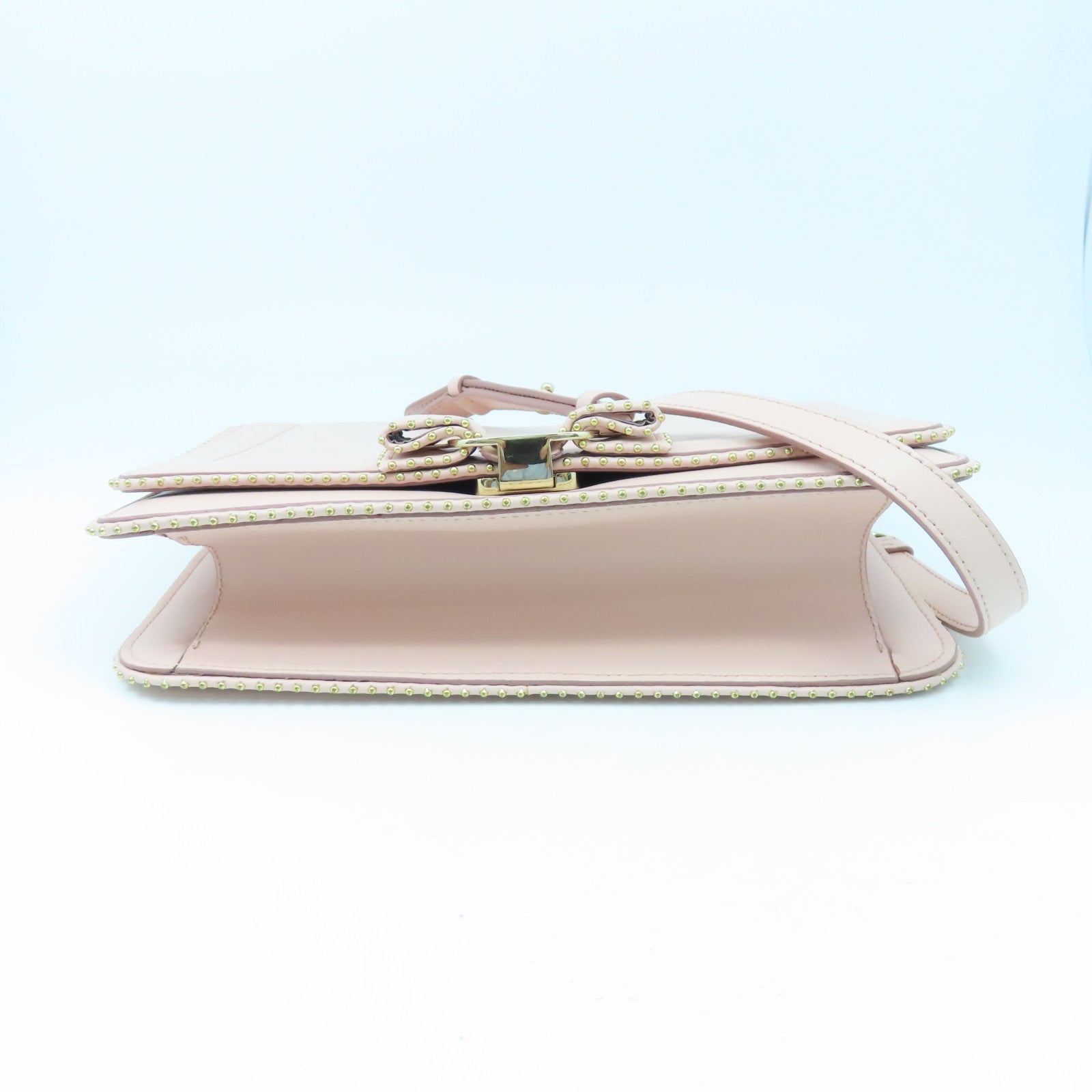 Salvatore Ferragamo Sheepskin Leather Chain Shoulder Gold Buckle Chain Shoulder Bag Pink